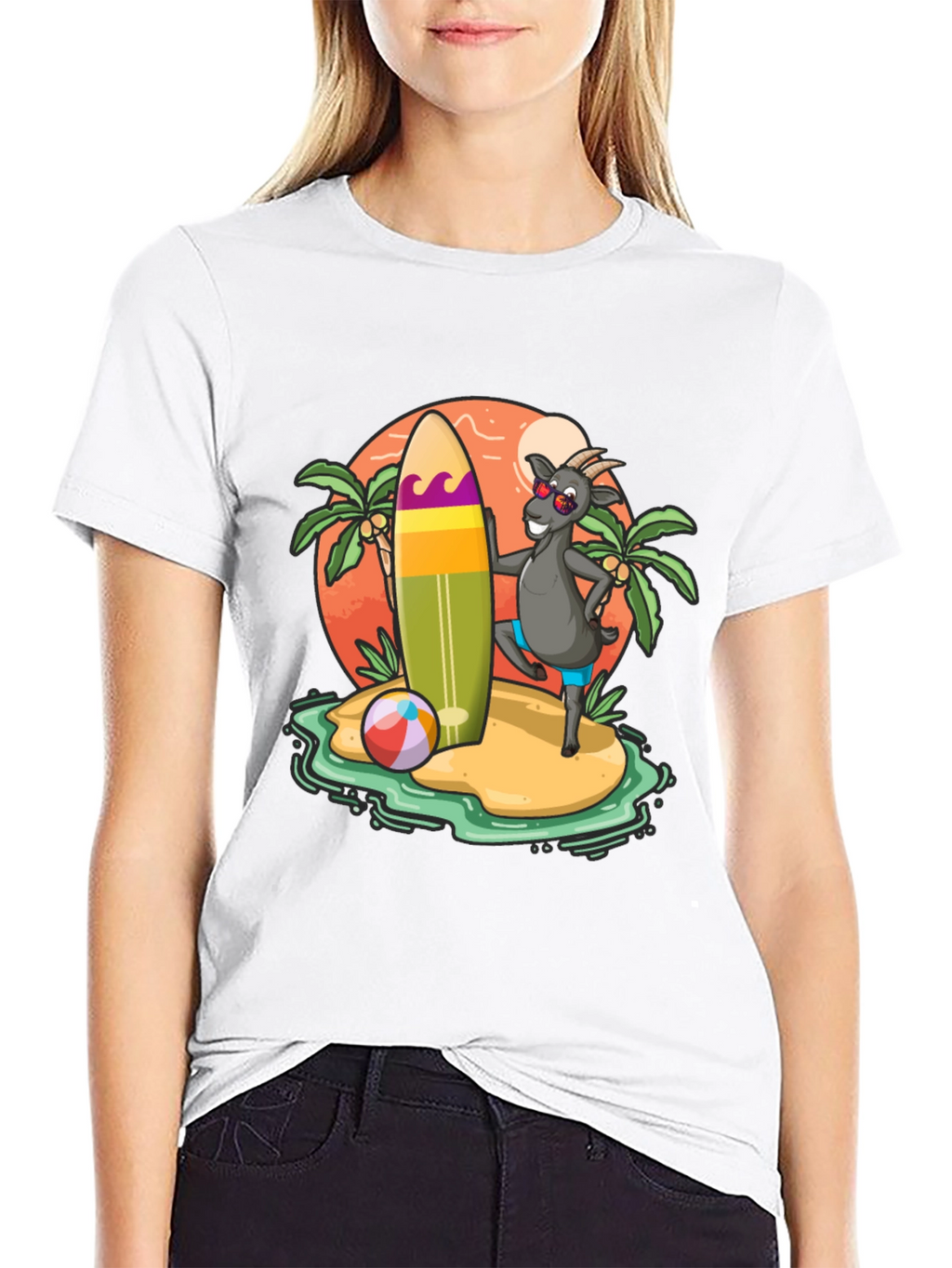 Surfing Goat T-Shirt - Beach Island Style