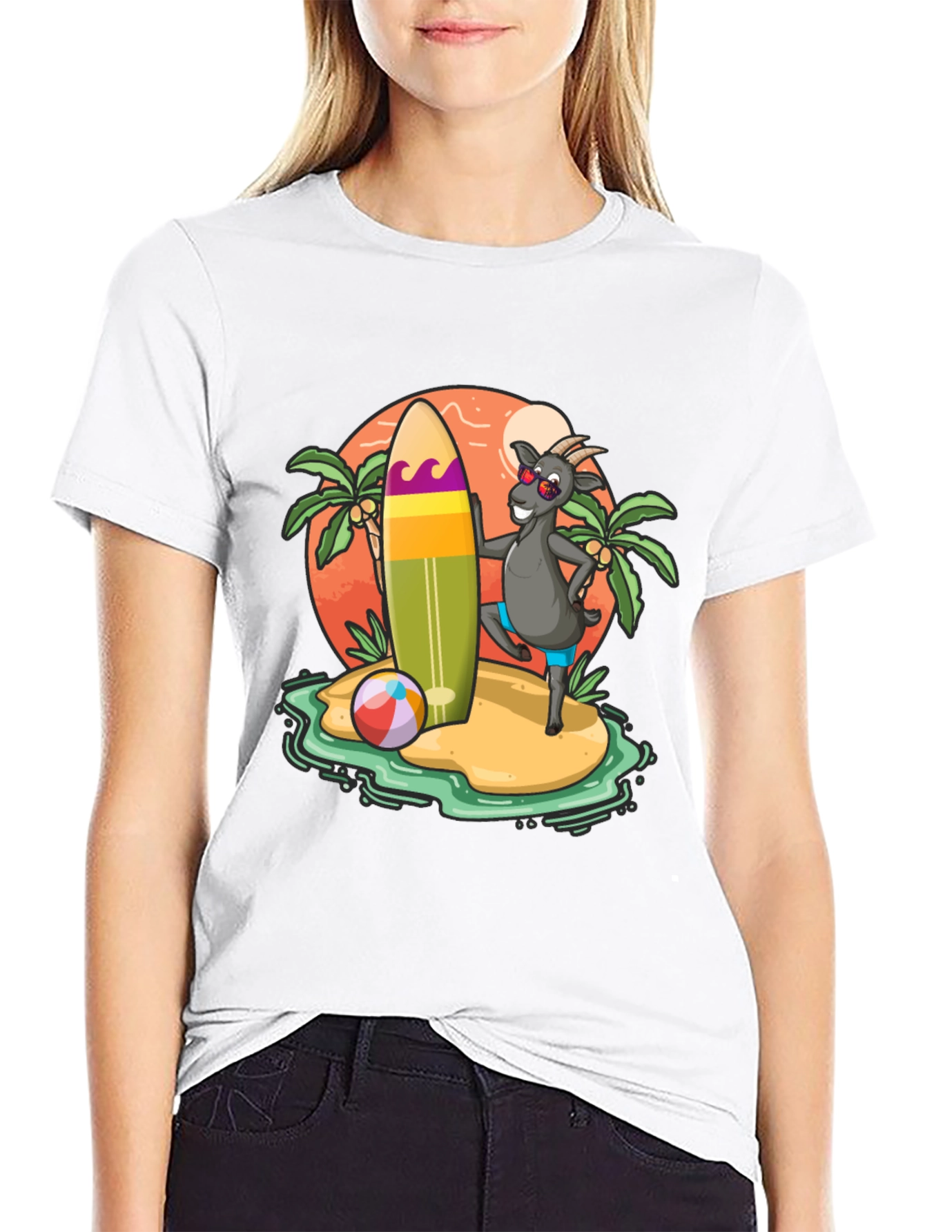 Surfing Goat T-Shirt - Beach Island Style