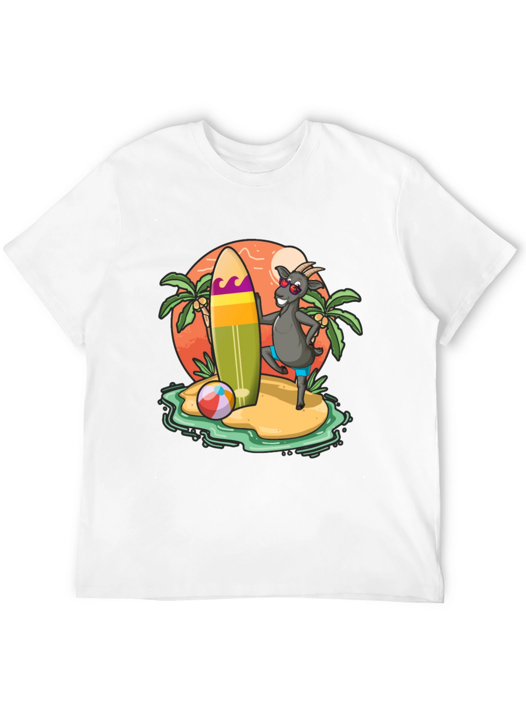 Surfing Goat T-Shirt - Beach Island Style