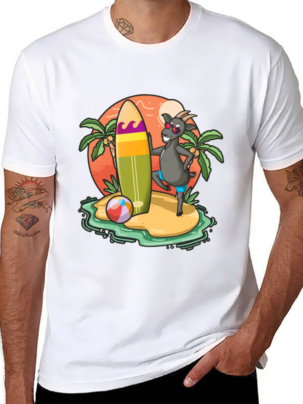 Surfing Goat T-Shirt - Beach Island Style
