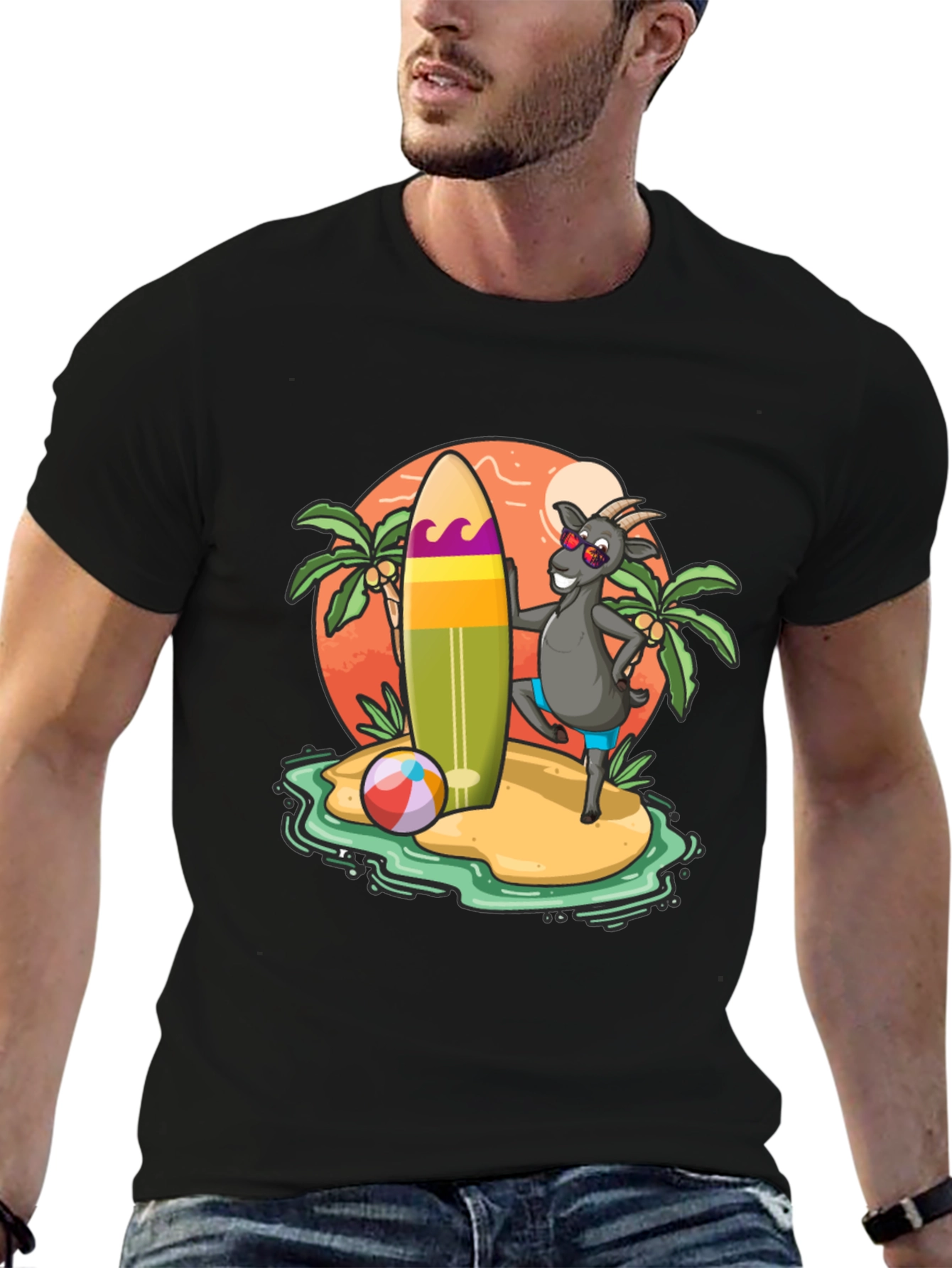 Surfing Goat T-Shirt - Beach Island Style