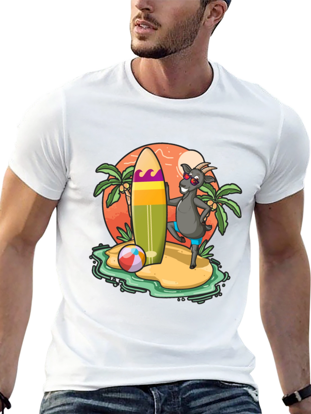 Surfing Goat T-Shirt - Beach Island Style