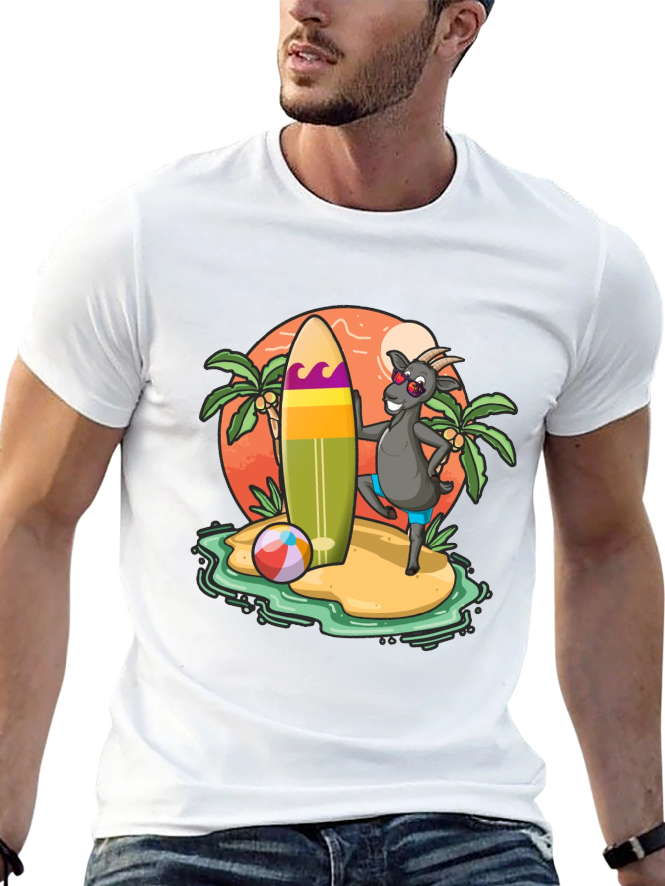 Surfing Goat T-Shirt - Beach Island Style