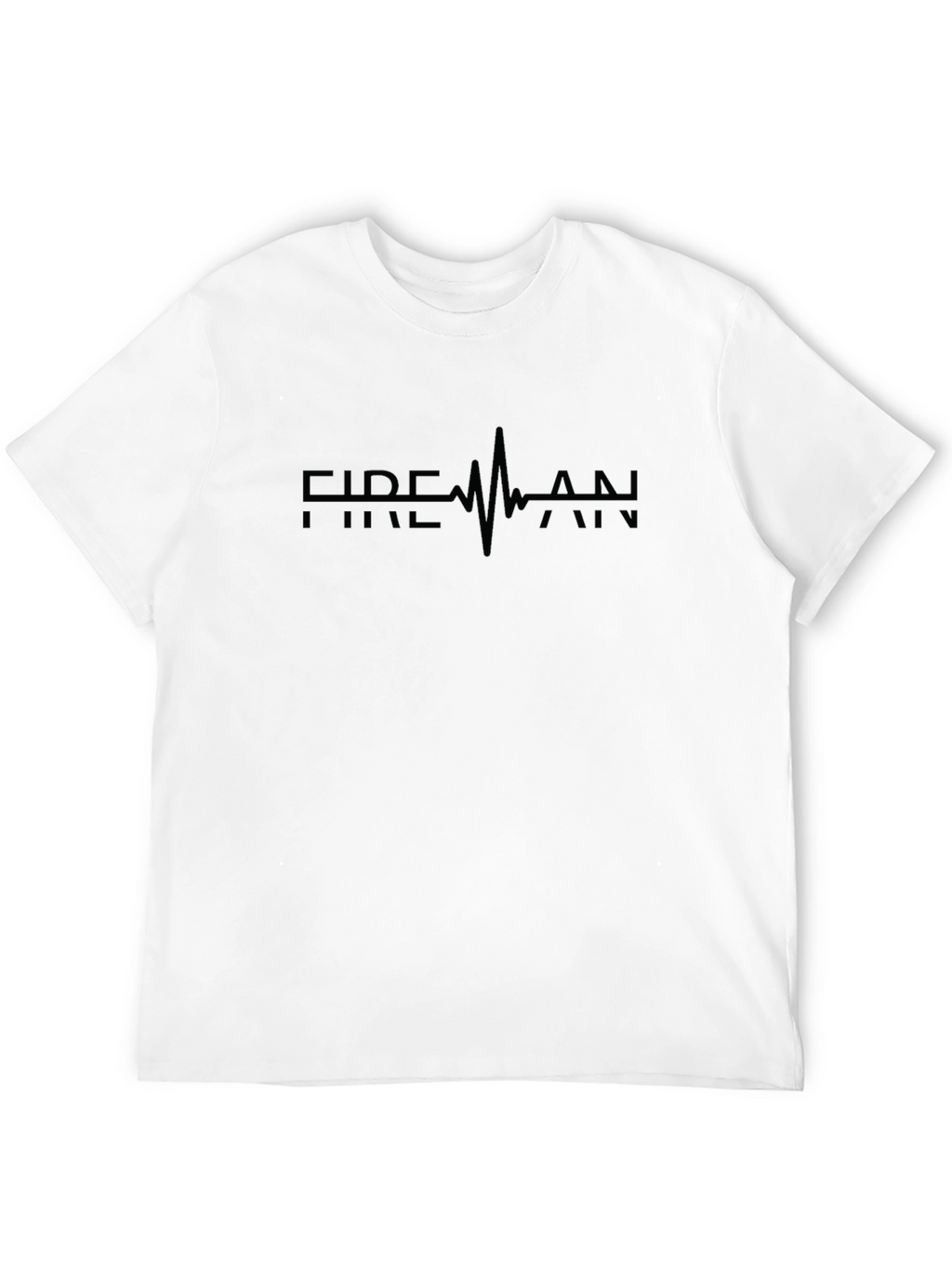 Fireman Heartbeat Graphic T-Shirt - Black