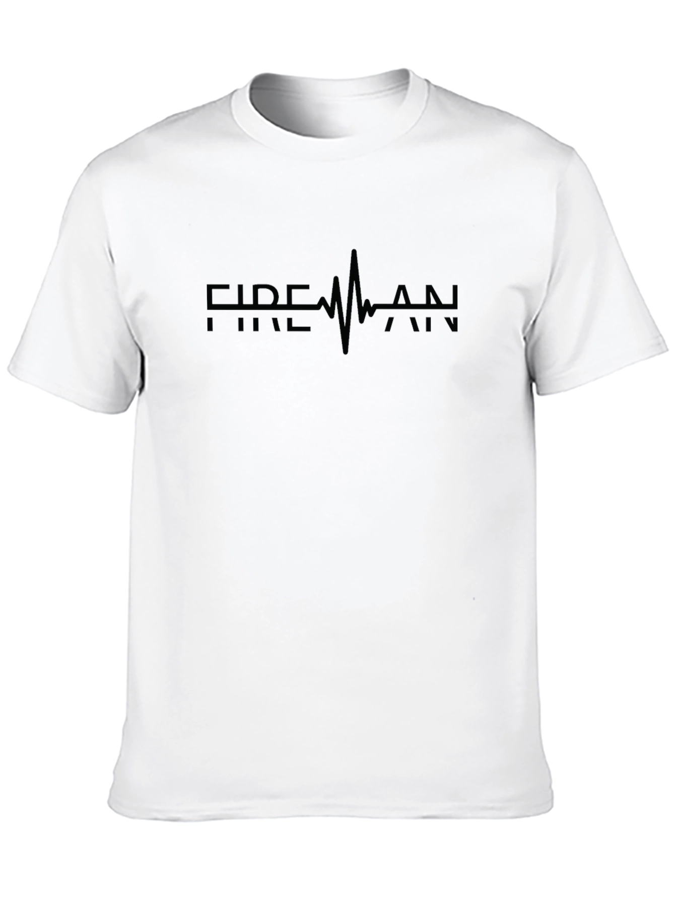 Fireman Heartbeat Graphic T-Shirt - Black