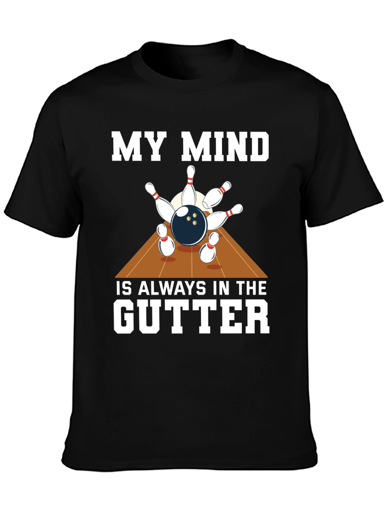 Bowling Humor T-Shirt - Mind in the Gutter Tee