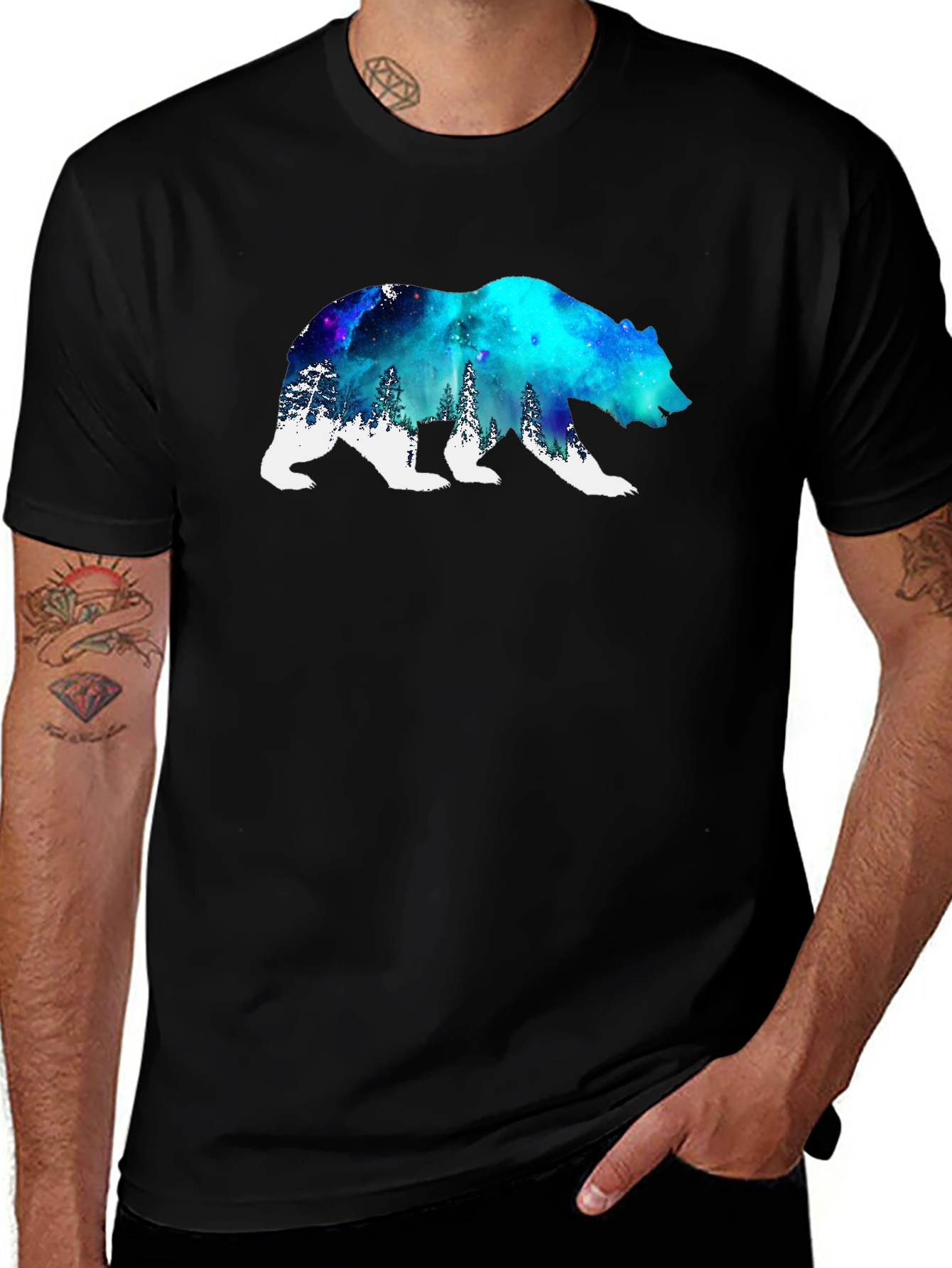 Galaxy Bear Graphic Tee - Black