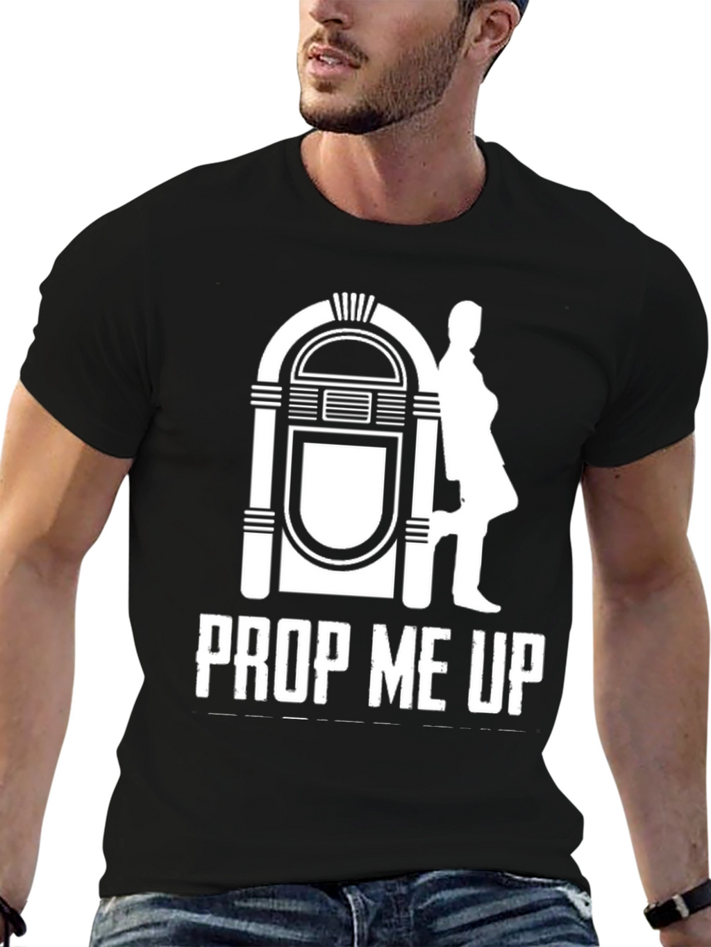 Retro Jukebox Prop Me Up T-Shirt - Black
