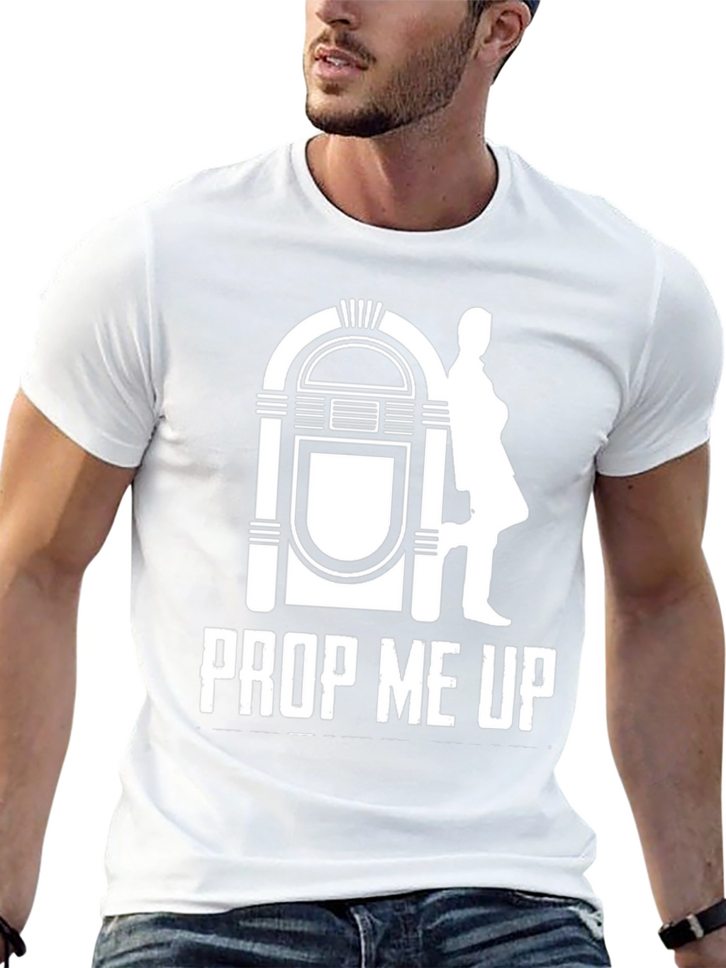 Retro Jukebox Prop Me Up T-Shirt - Black