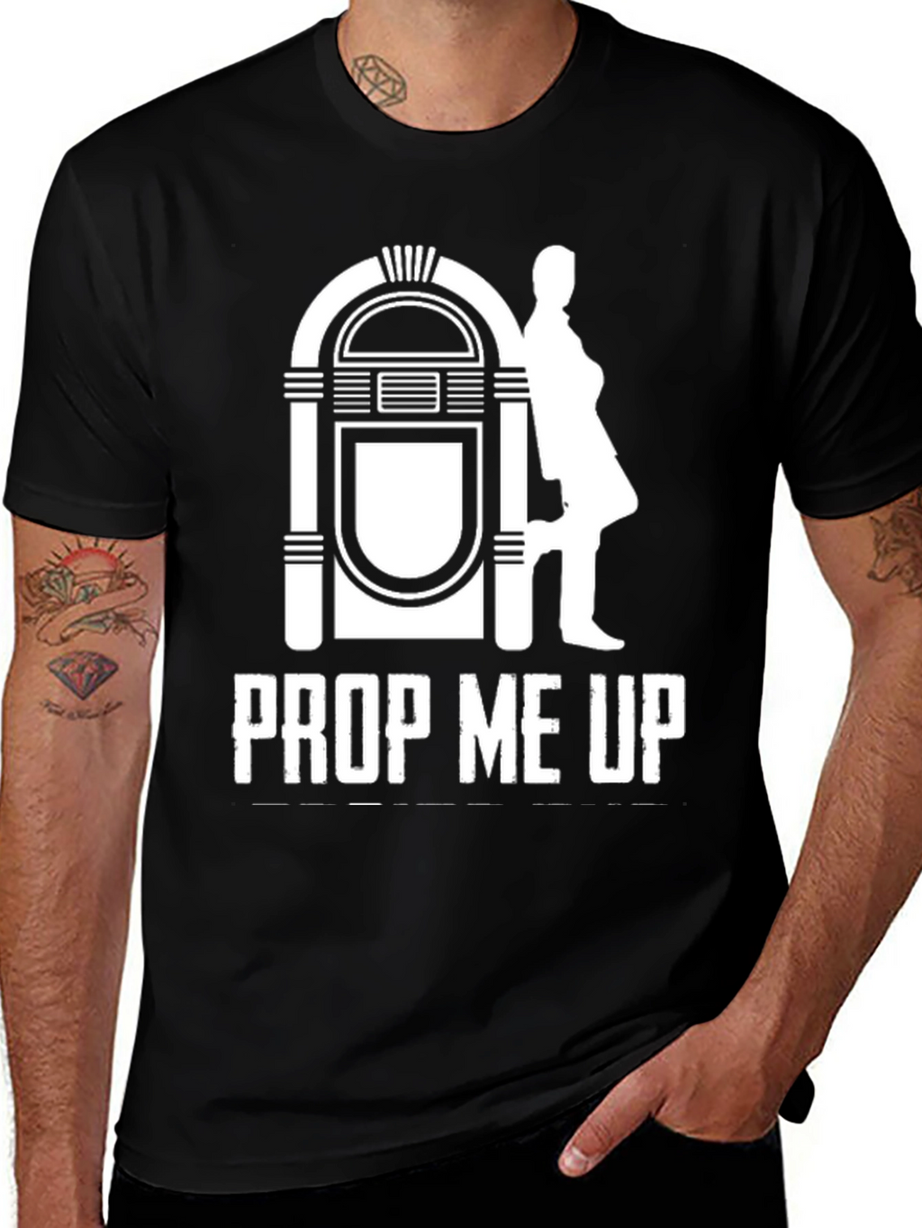 Retro Jukebox Prop Me Up T-Shirt - Black