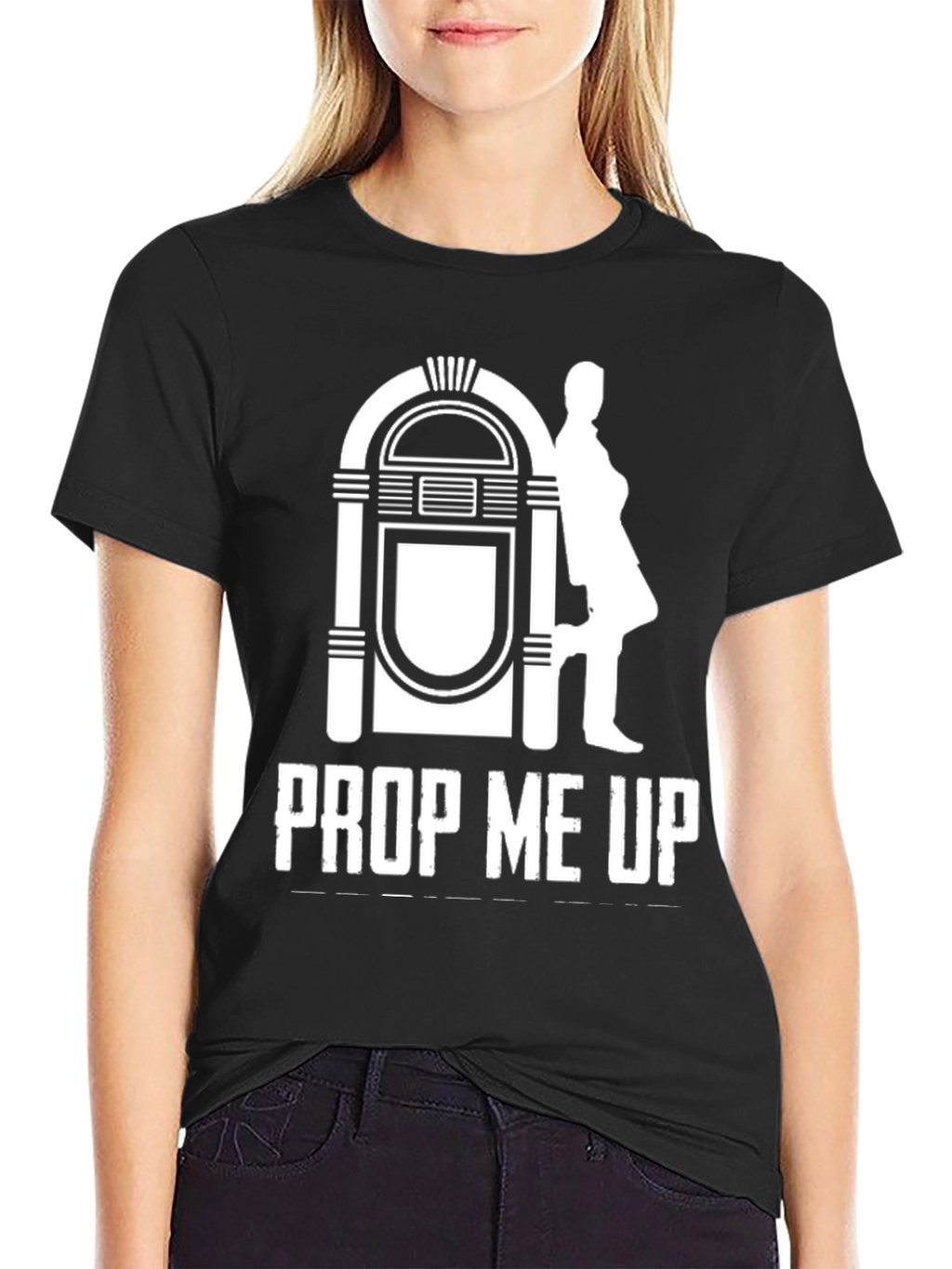 Retro Jukebox Prop Me Up T-Shirt - Black