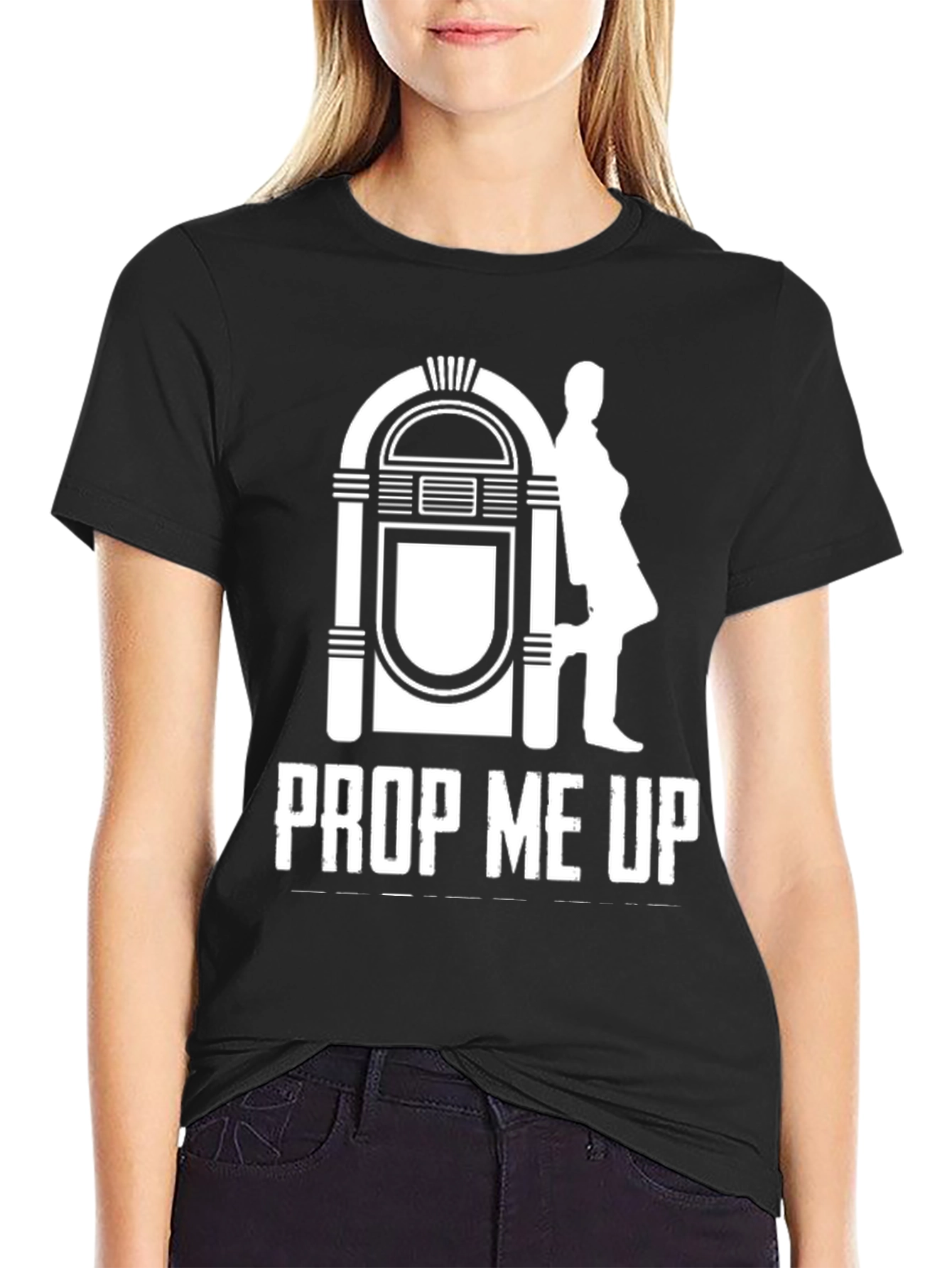 Retro Jukebox Prop Me Up T-Shirt - Black