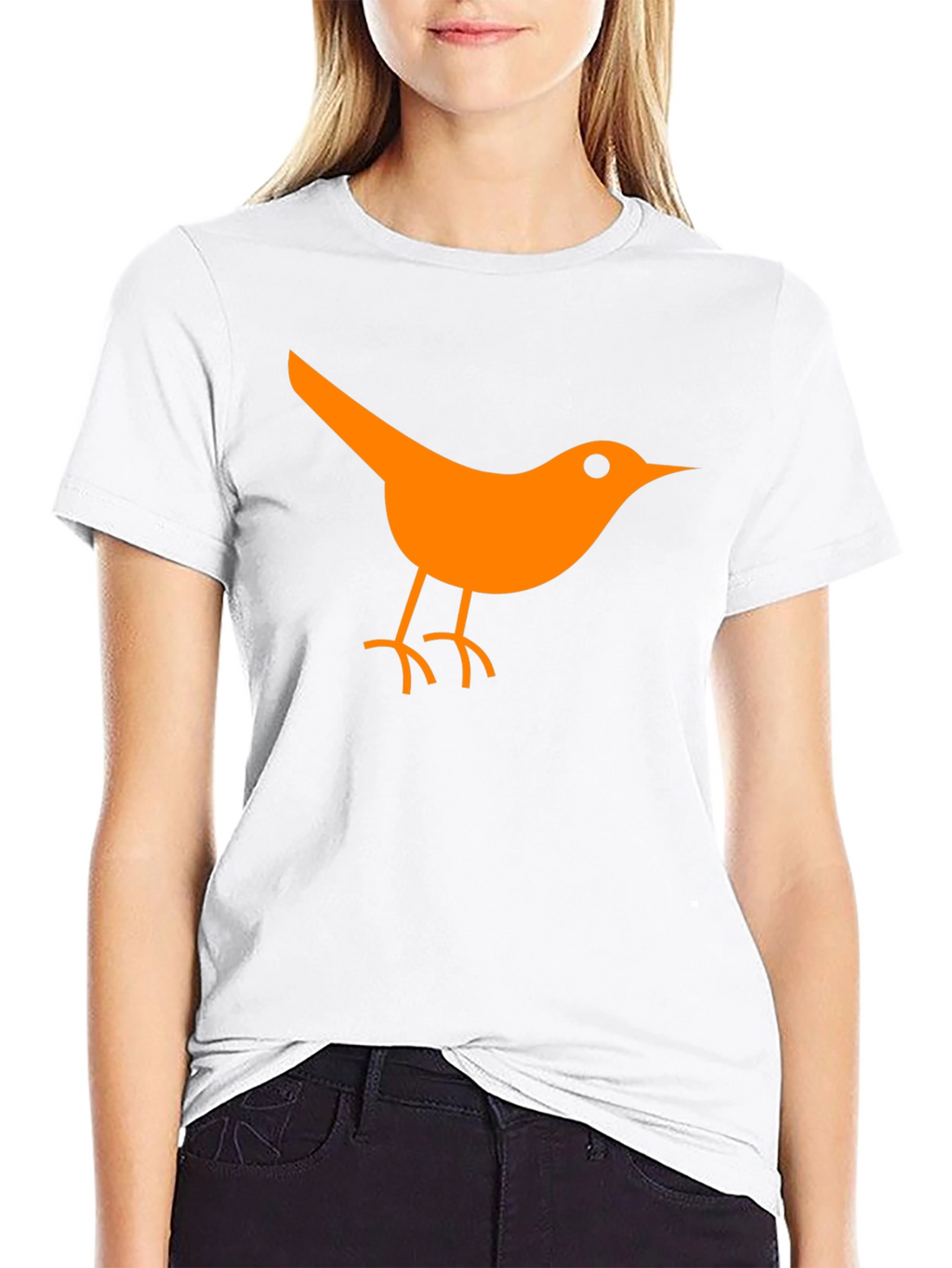 Orange Bird Graphic Tee - Casual Black T-Shirt