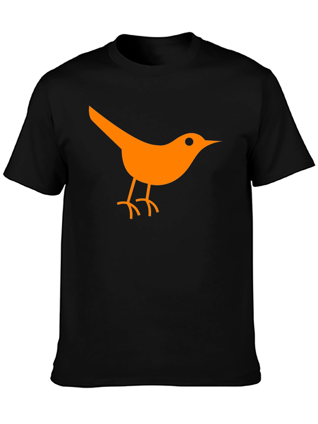Orange Bird Graphic Tee - Casual Black T-Shirt