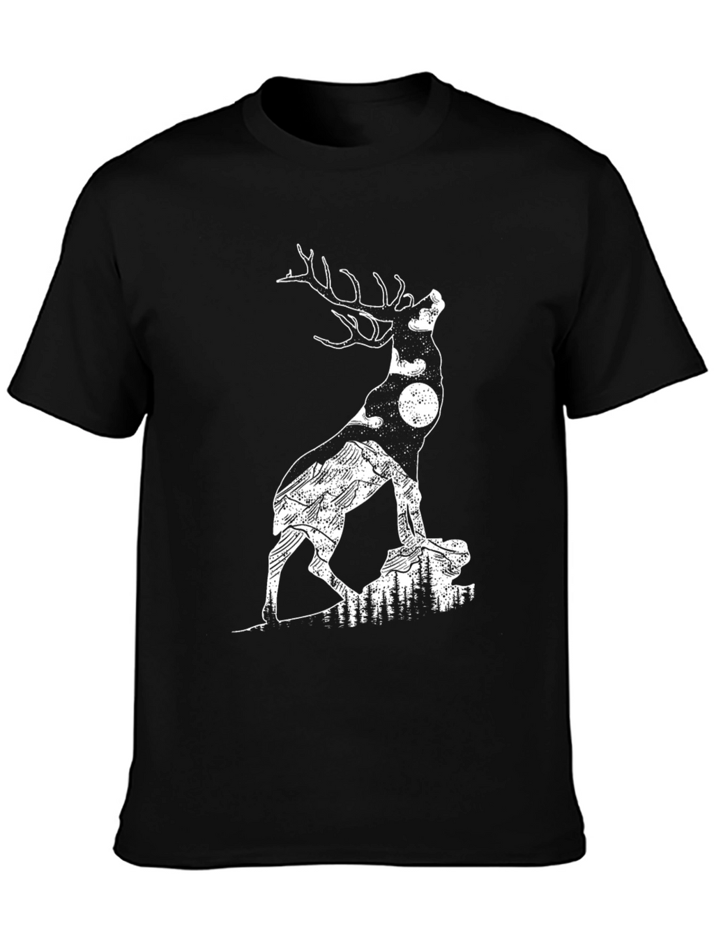 Deer Silhouette Graphic Tee - Nature Inspired Mens T-Shirt