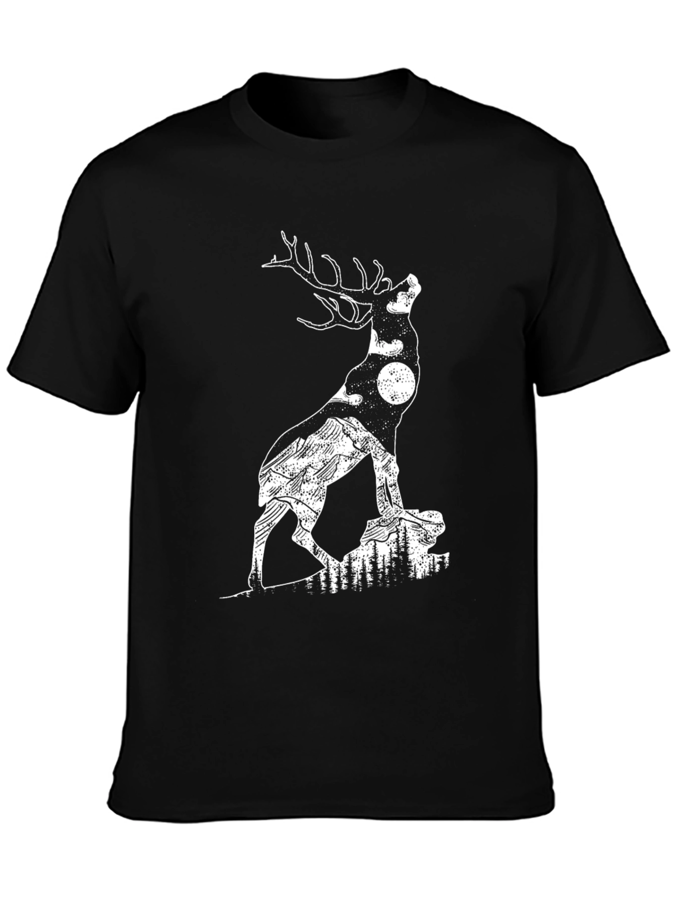 Deer Silhouette Graphic Tee - Nature Inspired Mens T-Shirt