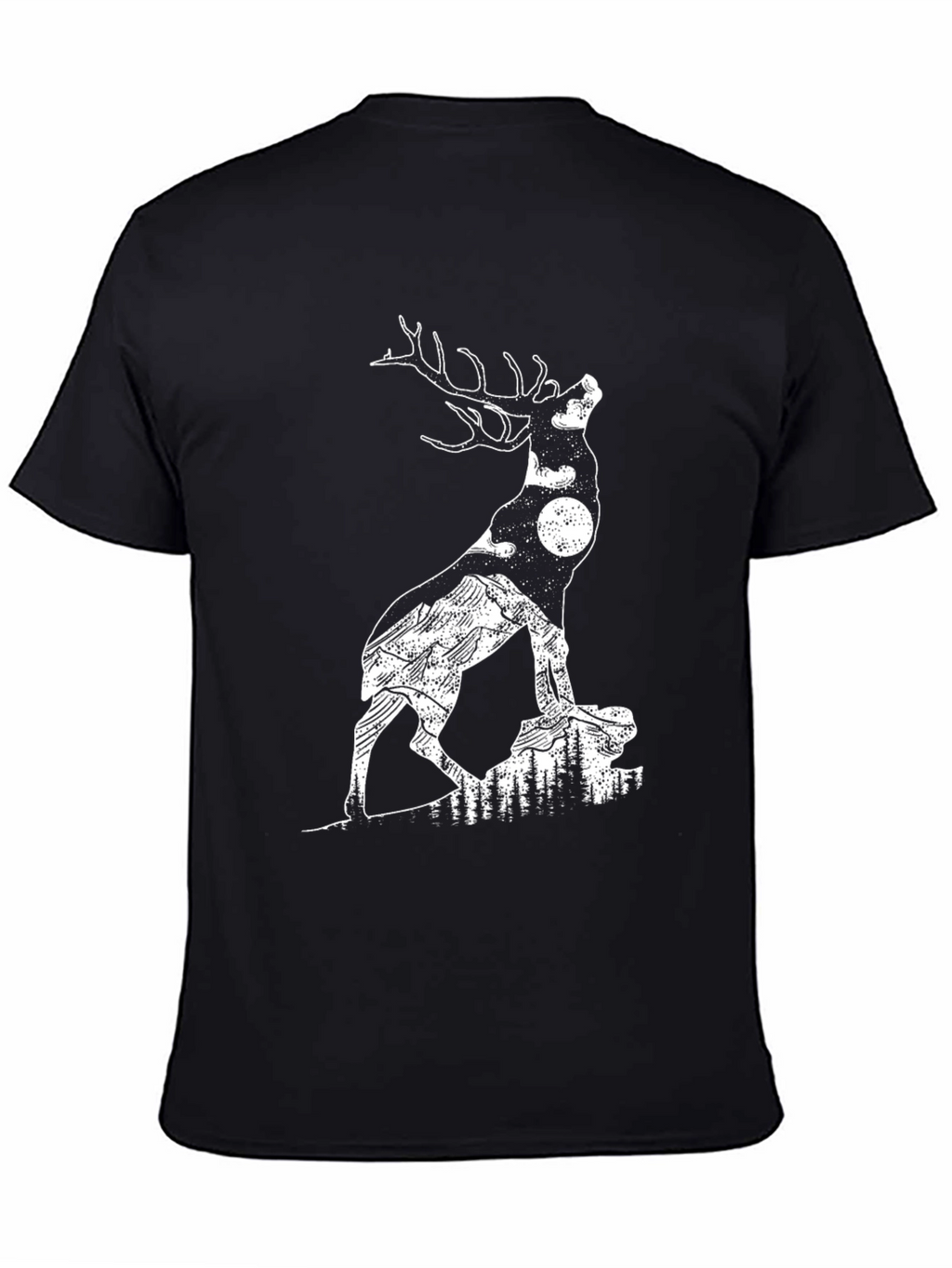 Deer Silhouette Graphic Tee - Nature Inspired Mens T-Shirt