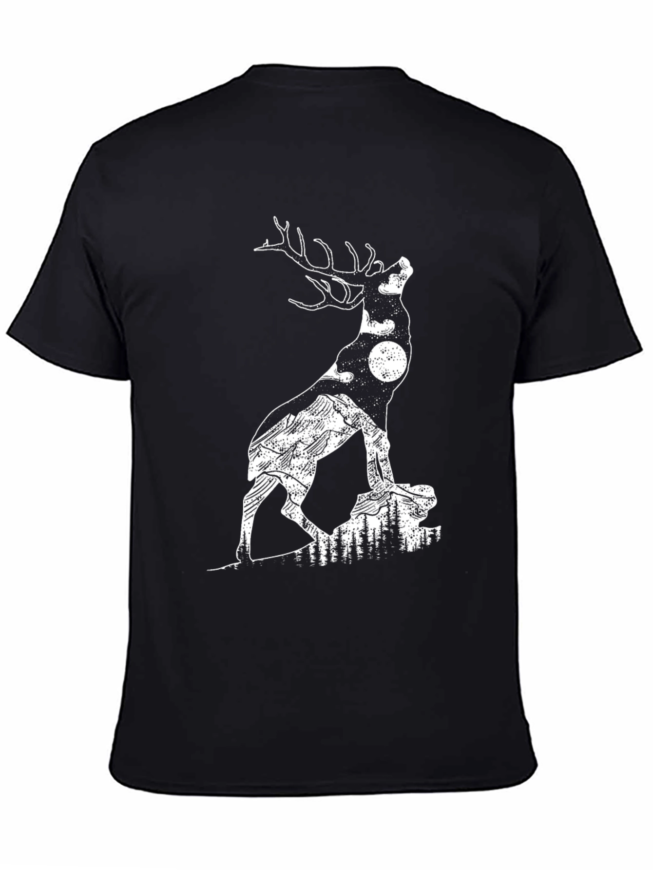 Deer Silhouette Graphic Tee - Nature Inspired Mens T-Shirt
