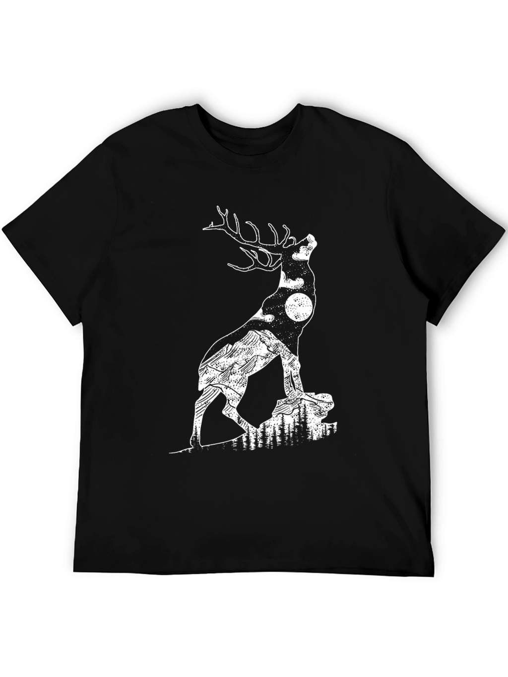 Deer Silhouette Graphic Tee - Nature Inspired Mens T-Shirt