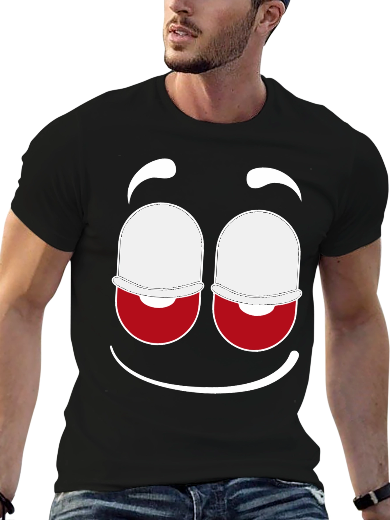 Funny Face Graphic Tee - Black Cotton Blend