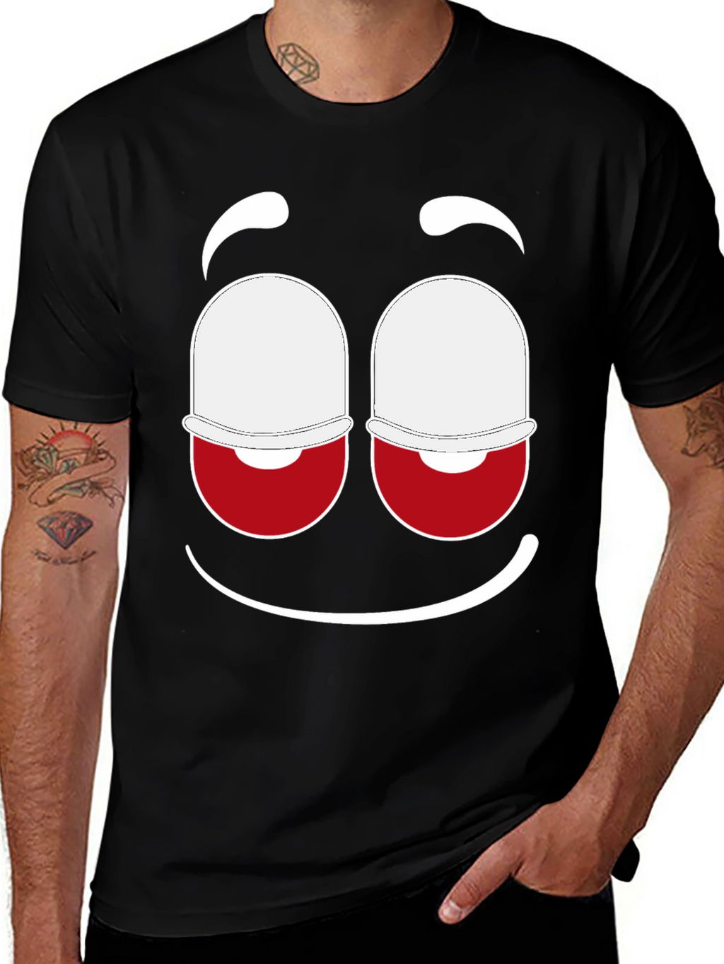 Funny Face Graphic Tee - Black Cotton Blend