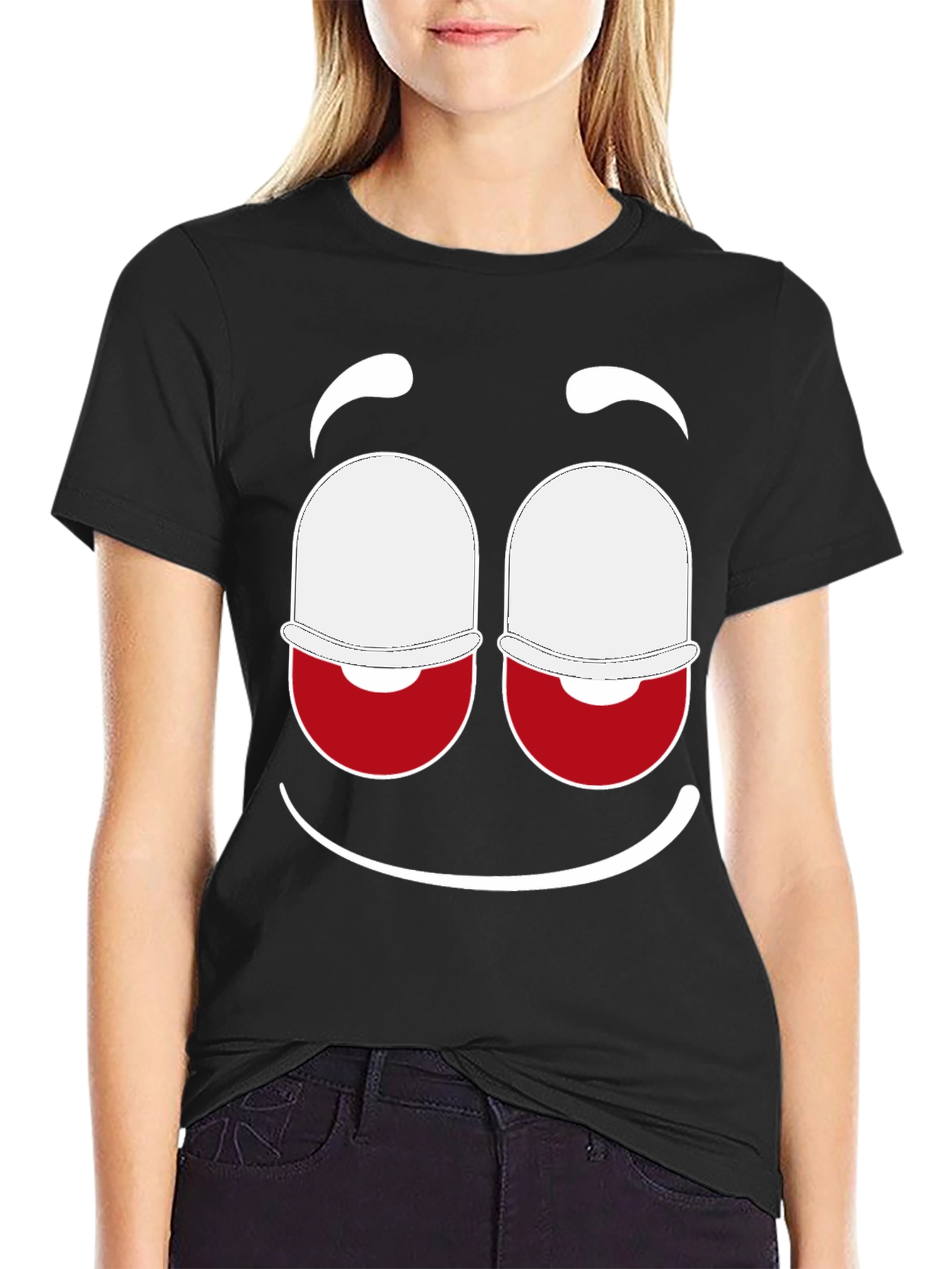Funny Face Graphic Tee - Black Cotton Blend
