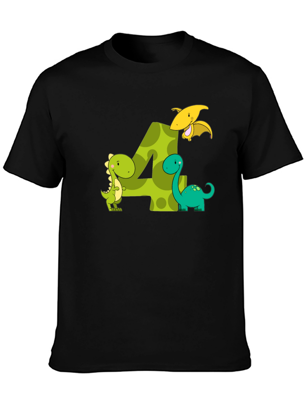 Kids 4th Birthday Dinosaur T-Shirt