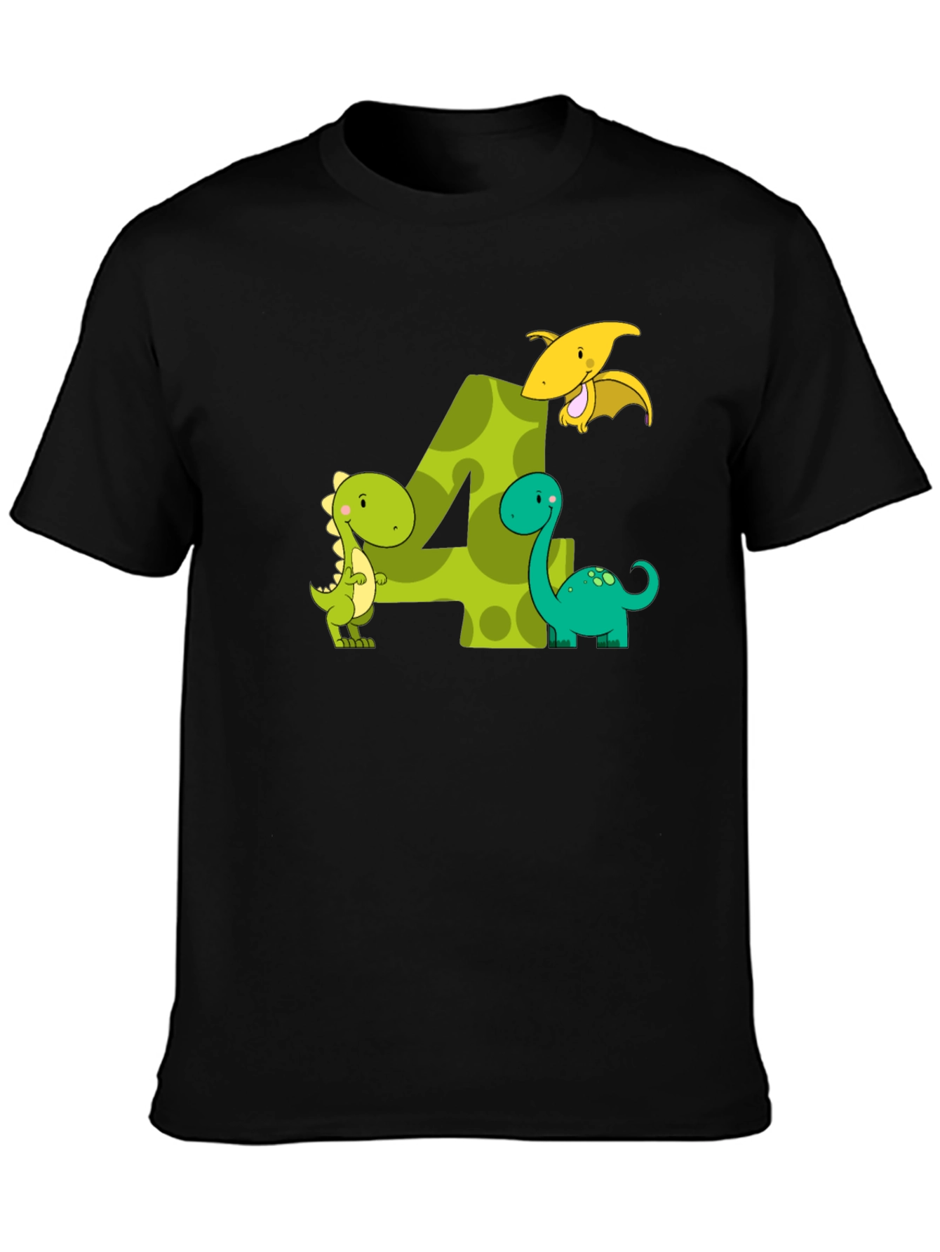 Kids 4th Birthday Dinosaur T-Shirt
