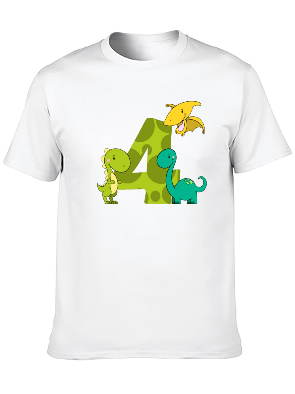 Kids 4th Birthday Dinosaur T-Shirt