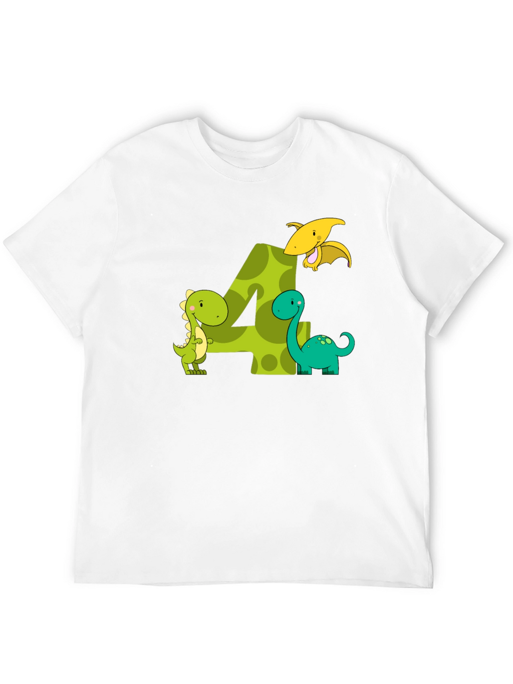 Kids 4th Birthday Dinosaur T-Shirt