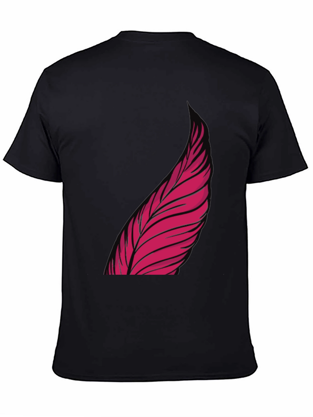 Mens Black Graphic Tee - Pink Feather Design