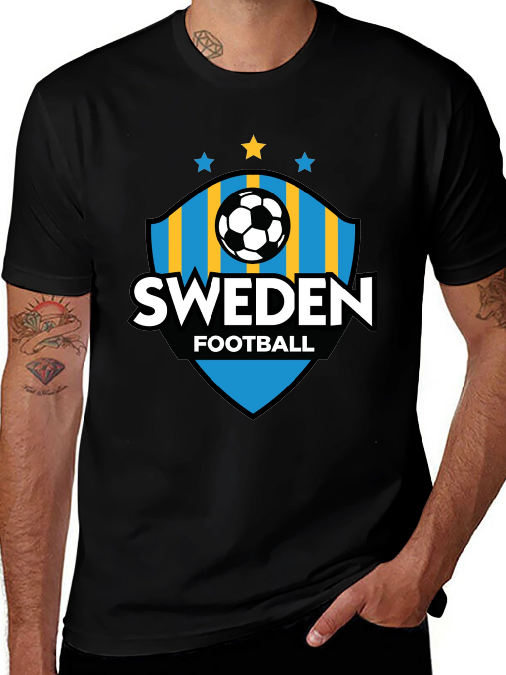 Sweden Football T-Shirt - Black Jersey
