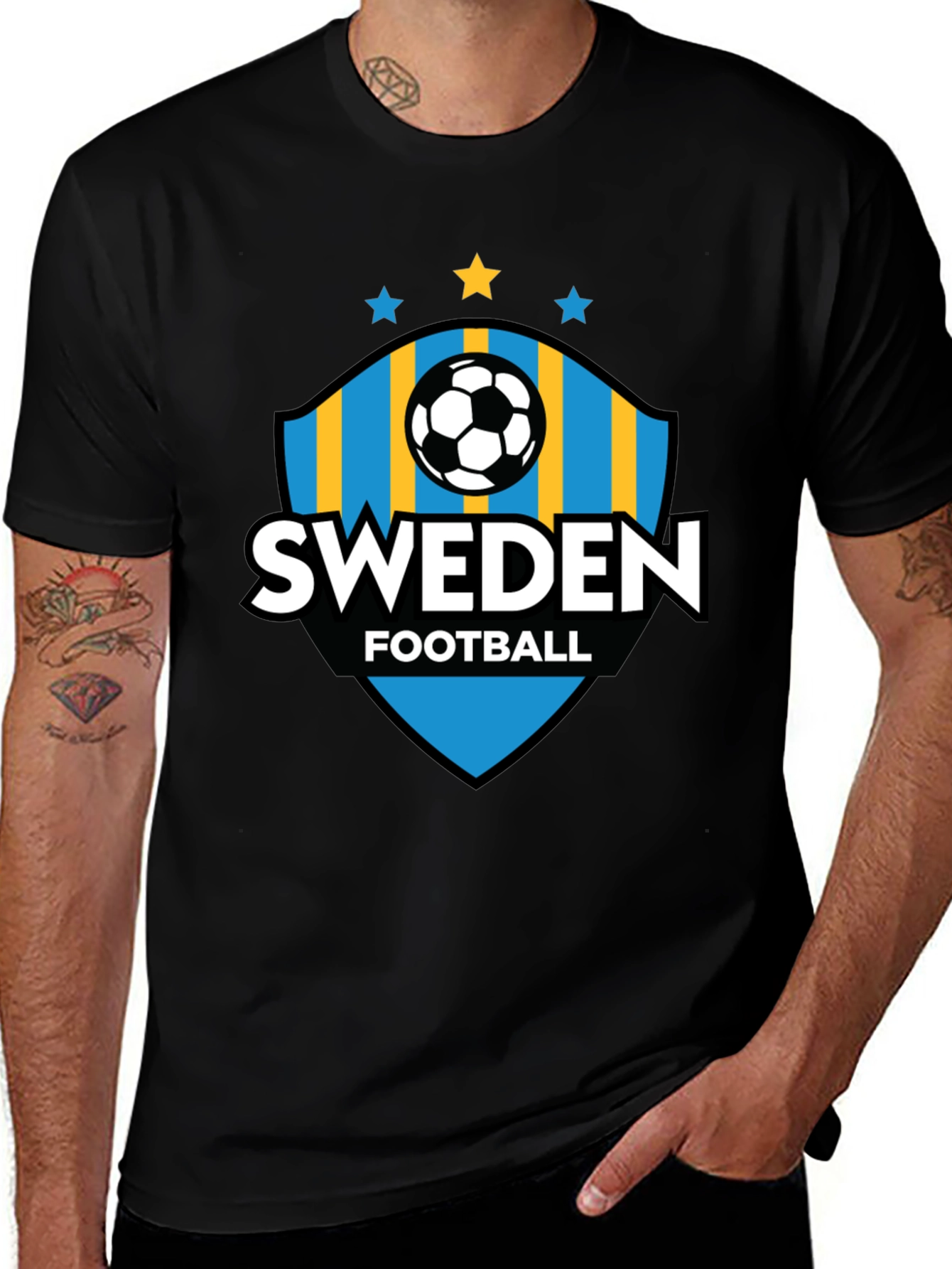 Sweden Football T-Shirt - Black Jersey