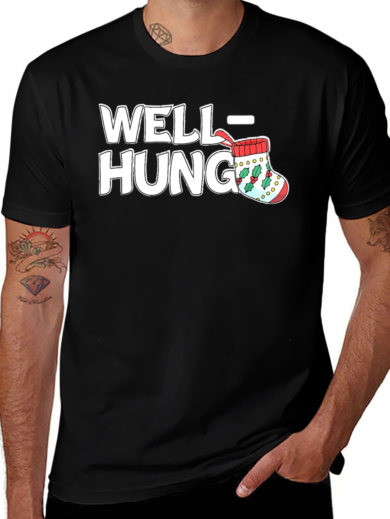 Well Hung Stocking Christmas T-Shirt
