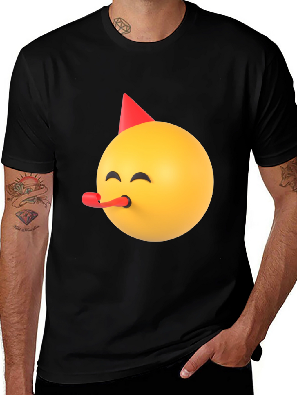 Party Emoji Black T-Shirt