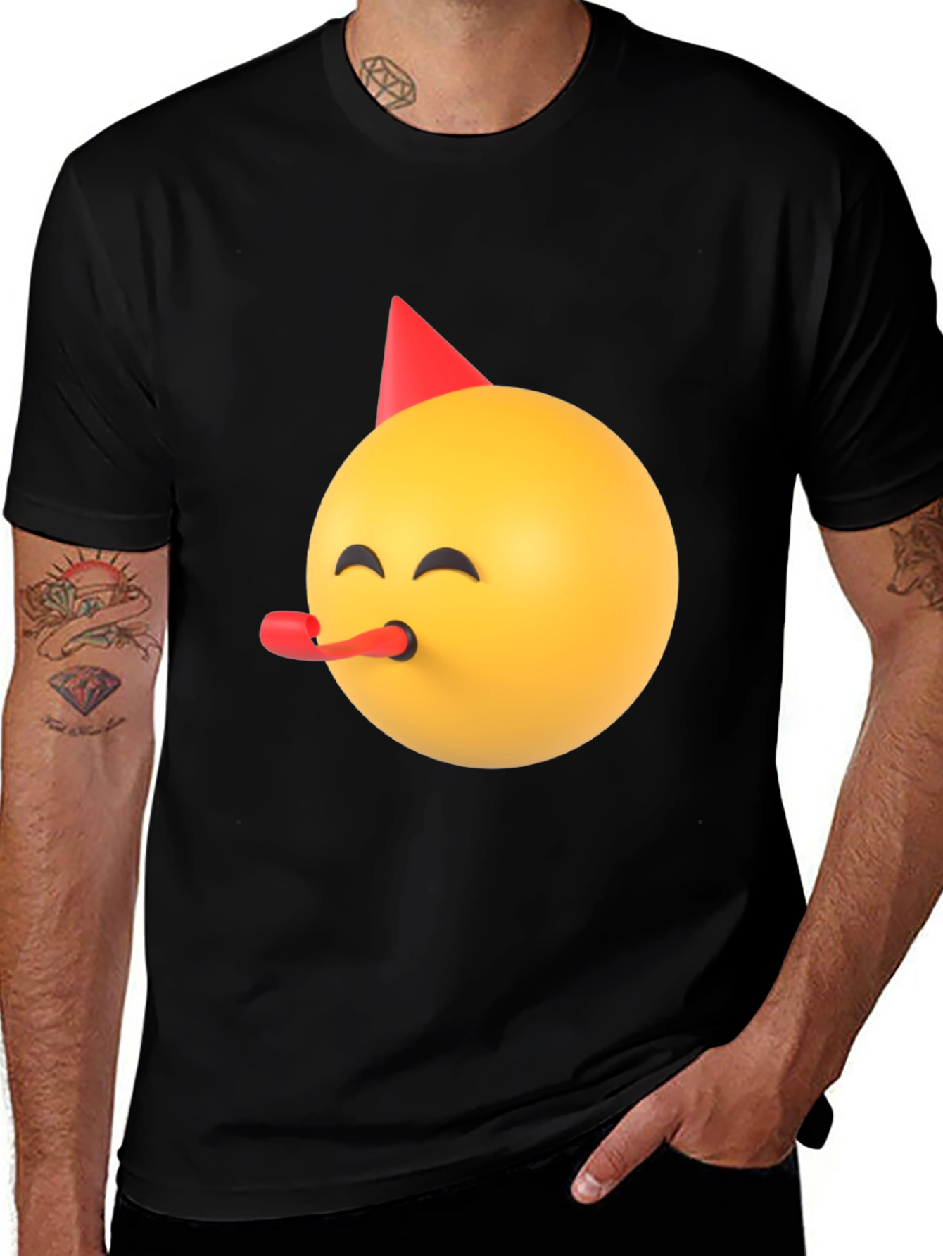Party Emoji Black T-Shirt