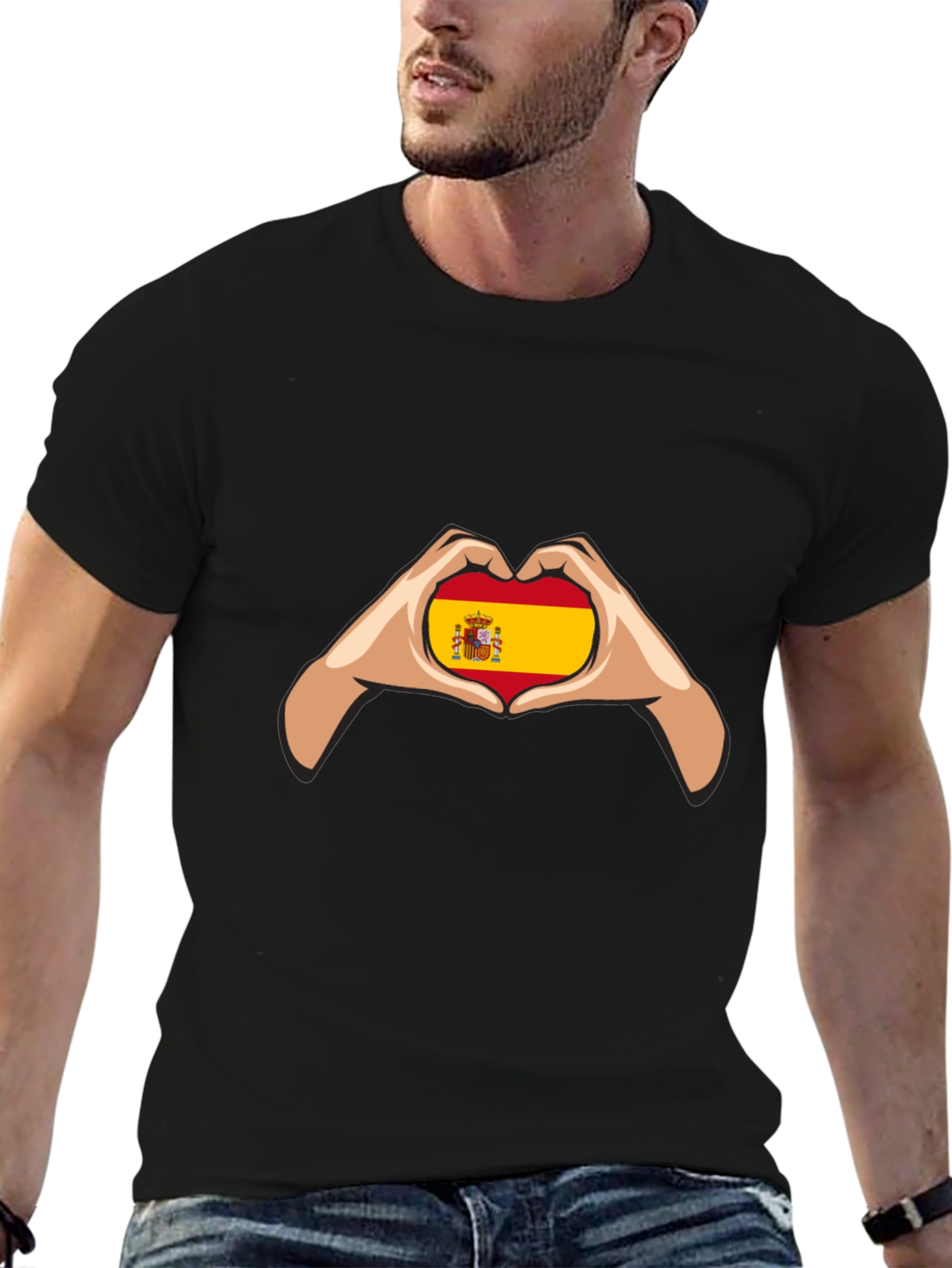 Spain Flag Heart Hands Graphic Tee