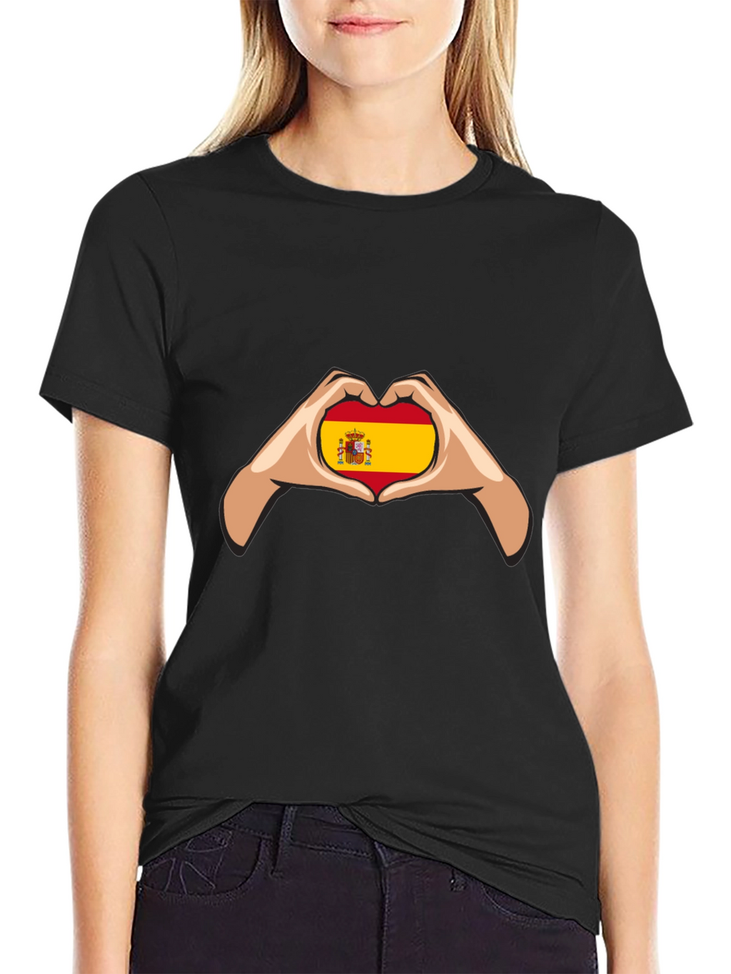 Spain Flag Heart Hands Graphic Tee