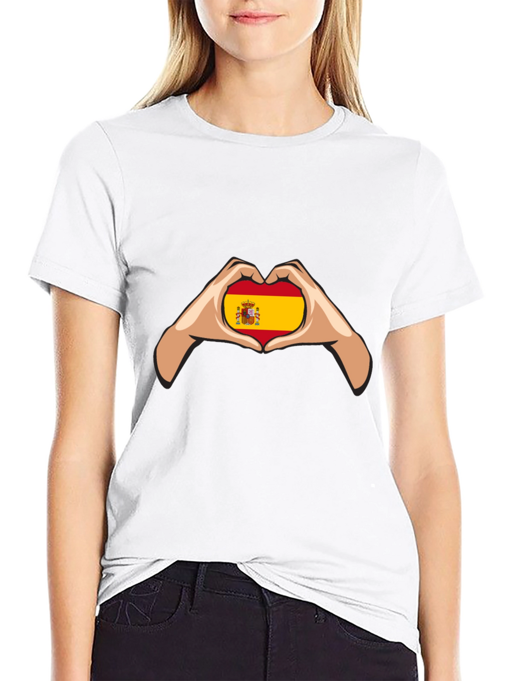 Spain Flag Heart Hands Graphic Tee