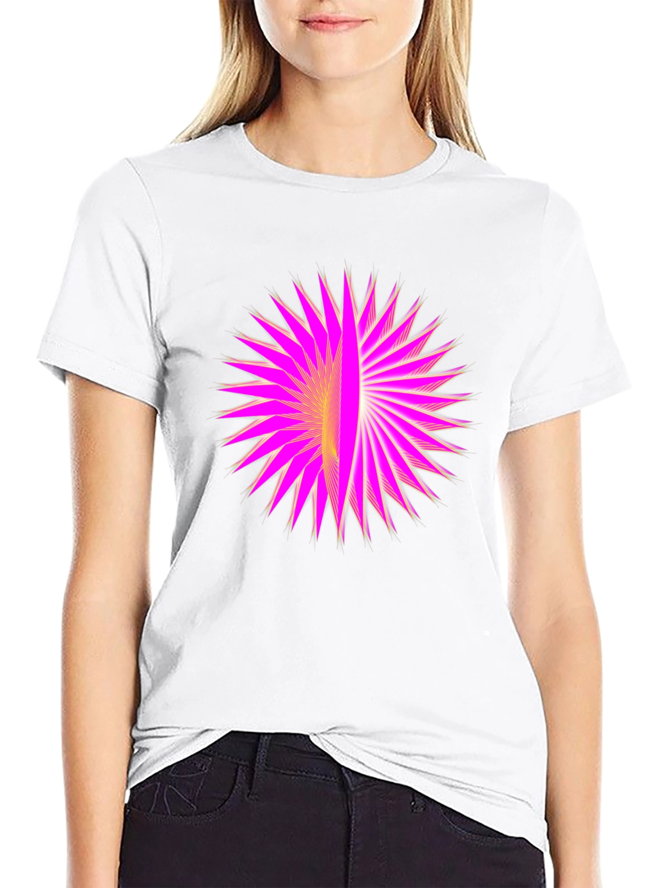 Geometric Burst Graphic Black T-Shirt