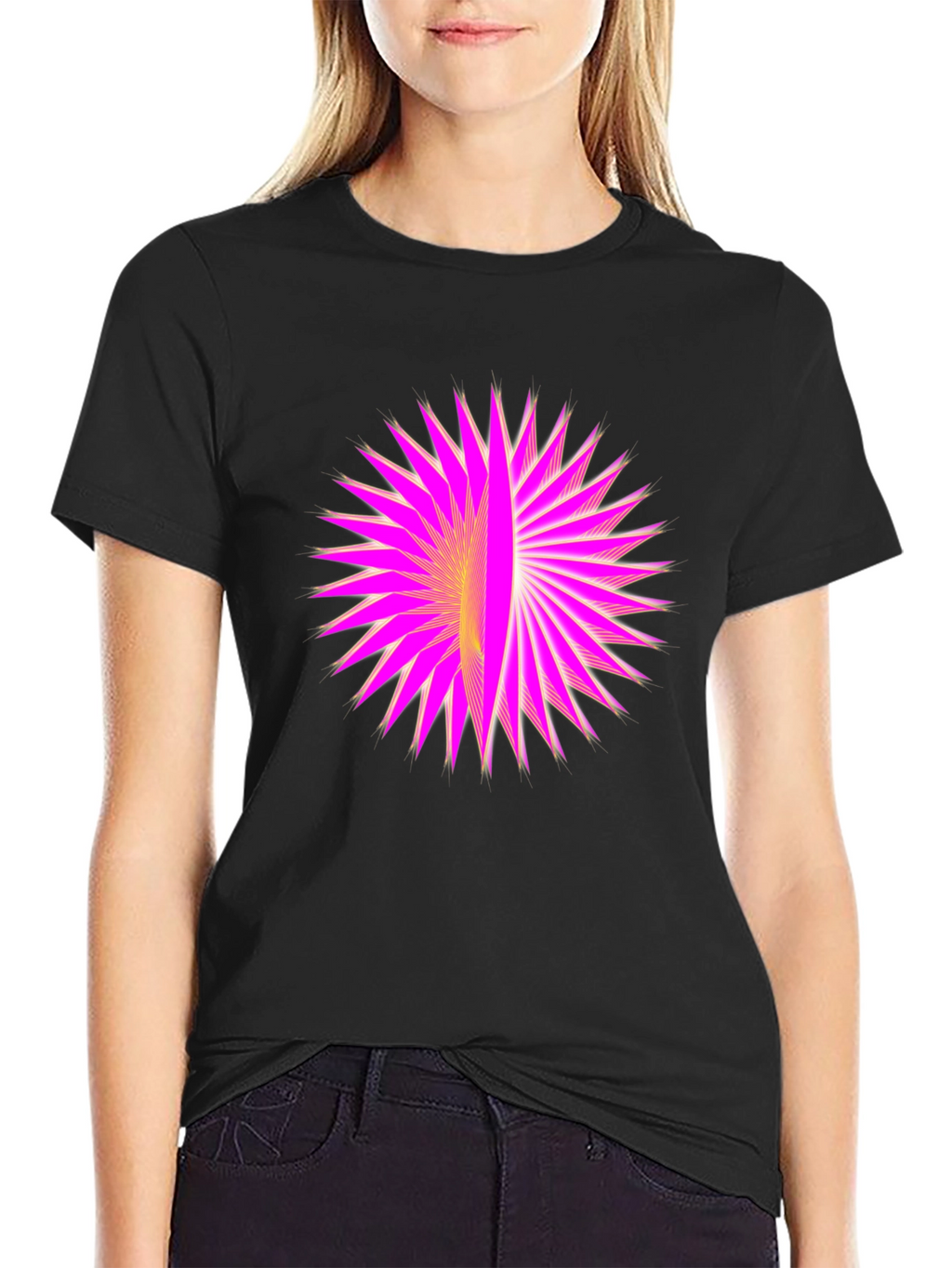 Geometric Burst Graphic Black T-Shirt
