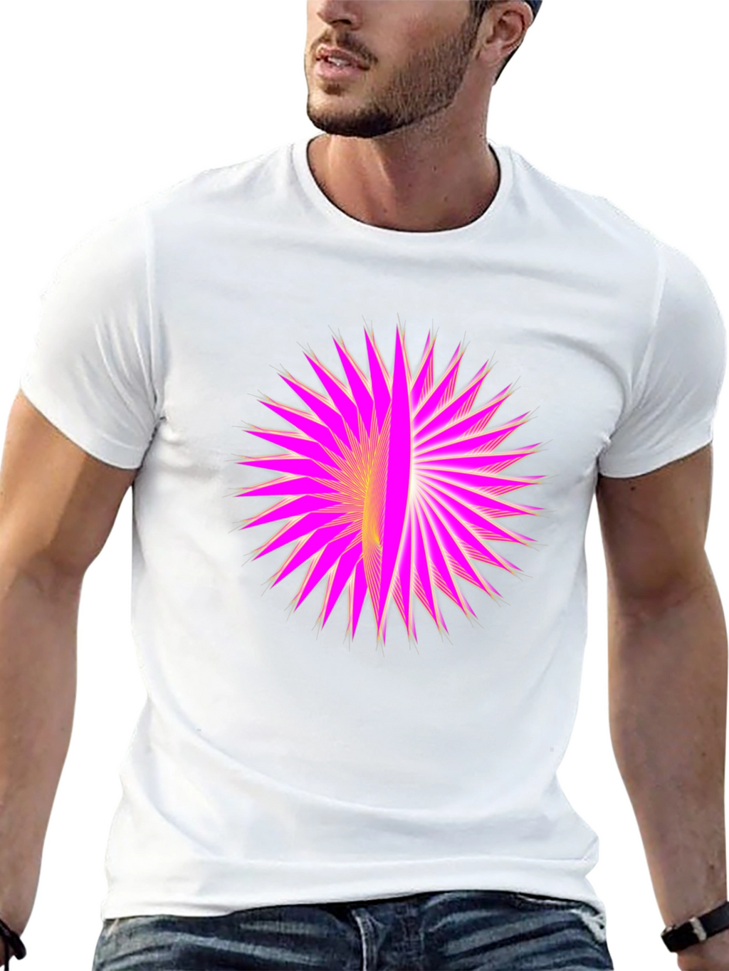 Geometric Burst Graphic Black T-Shirt