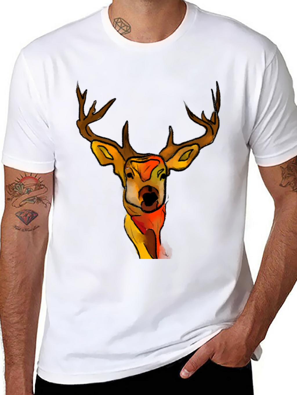 Deer Graphic Black T-Shirt - Unique Animal Tee