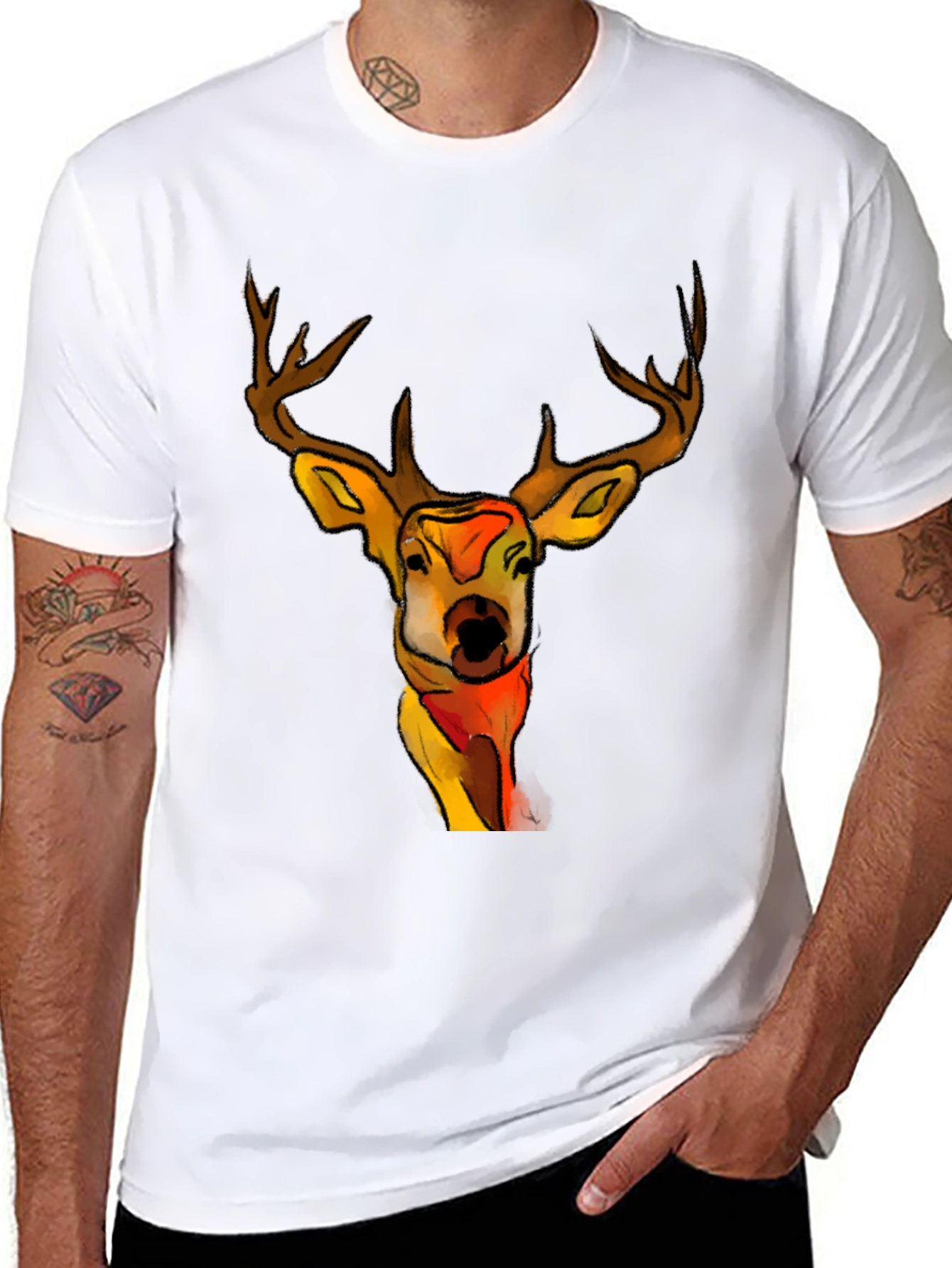 Deer Graphic Black T-Shirt - Unique Animal Tee