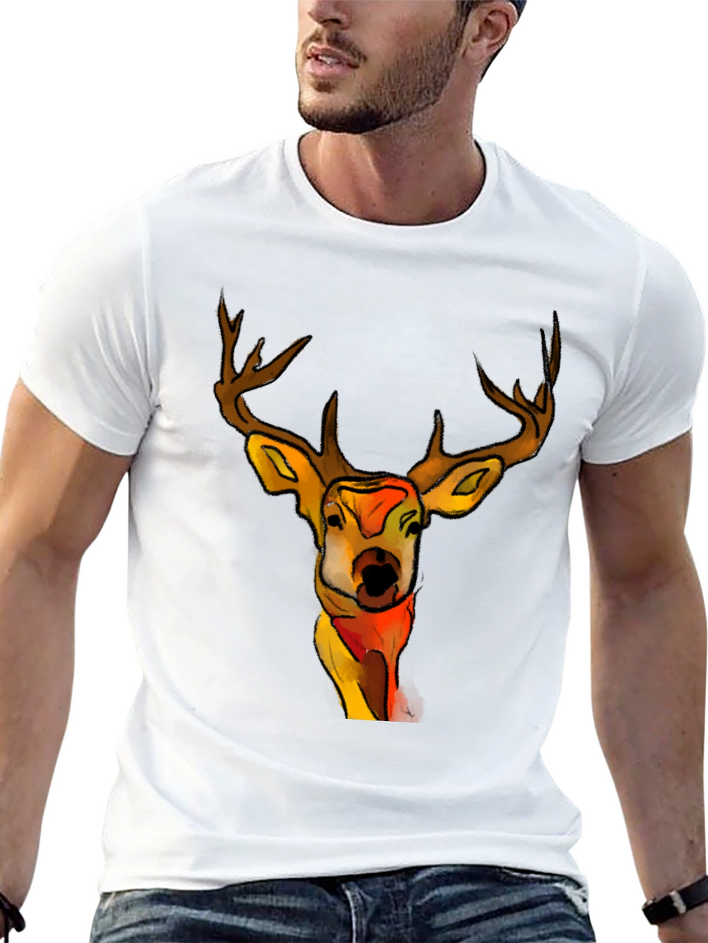 Deer Graphic Black T-Shirt - Unique Animal Tee