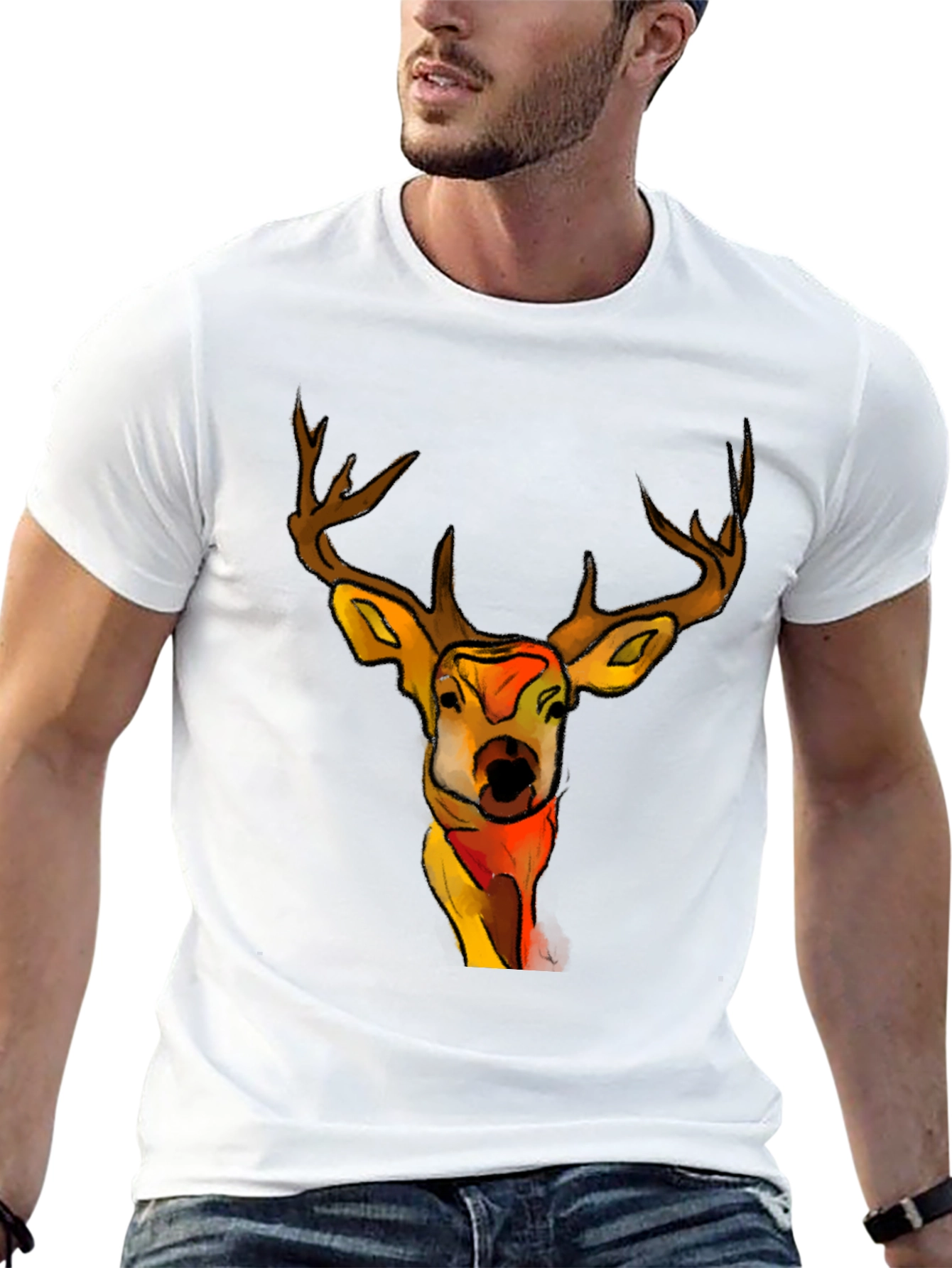 Deer Graphic Black T-Shirt - Unique Animal Tee