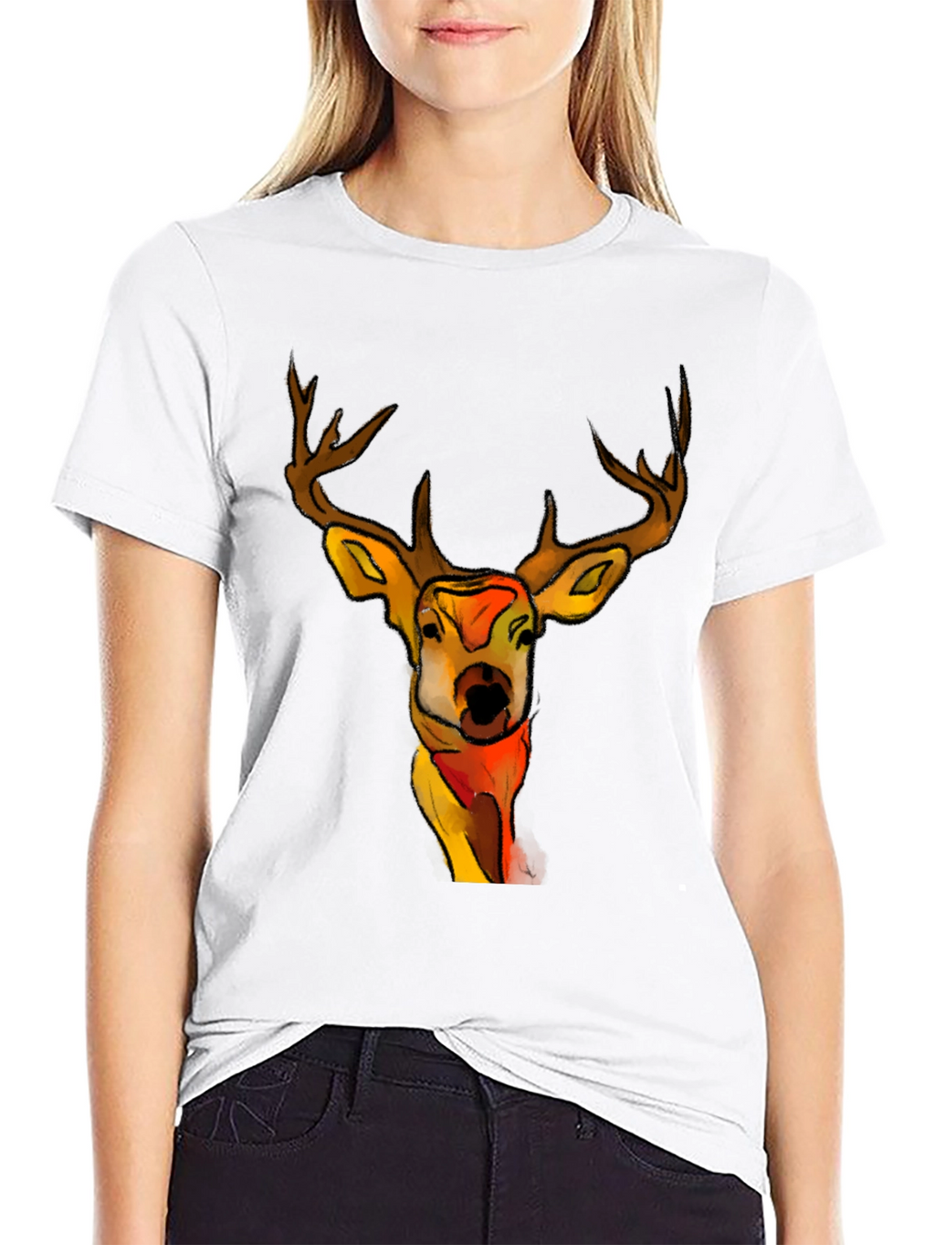 Deer Graphic Black T-Shirt - Unique Animal Tee