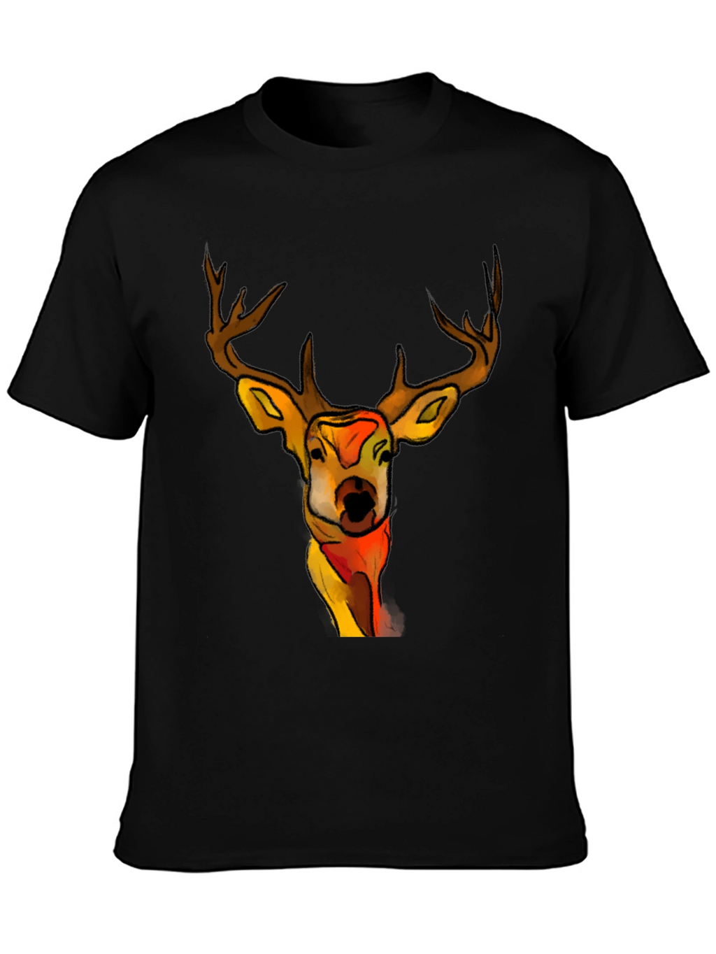 Deer Graphic Black T-Shirt - Unique Animal Tee