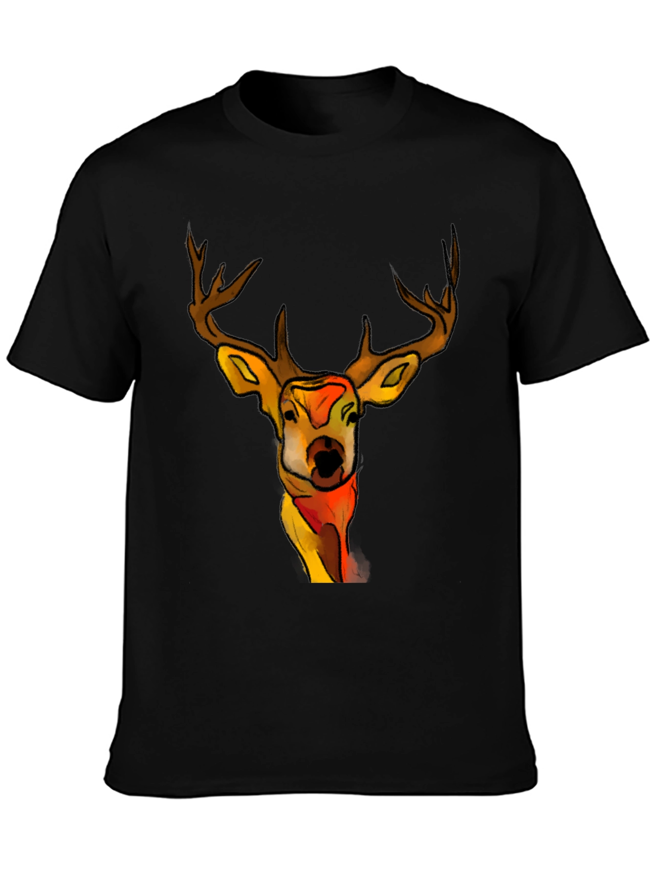Deer Graphic Black T-Shirt - Unique Animal Tee