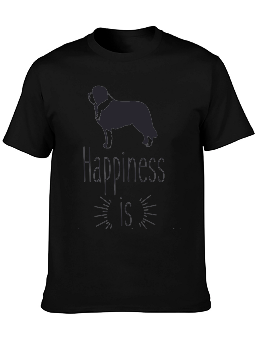 Happiness Dog T-Shirt - Mens Black Graphic Tee